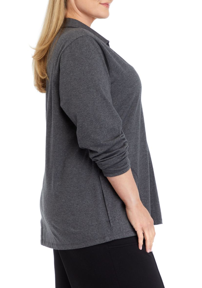 Plus Size Seam Detail Heather Pullover 