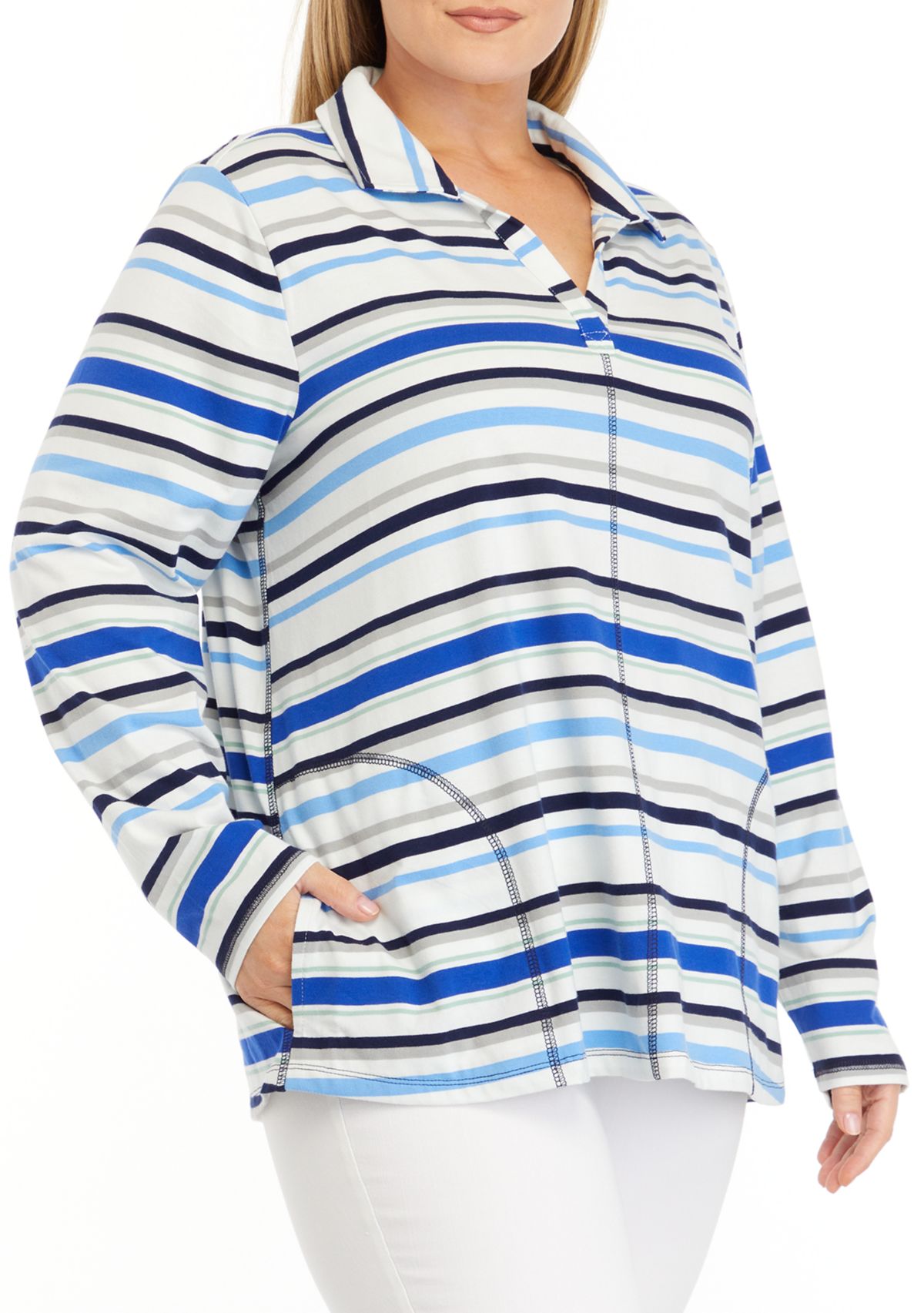 Plus Size Seam Detail Heather Pullover