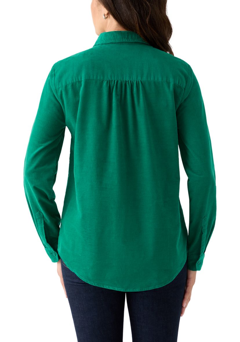 Womens Button Front Corduroy Shirt 