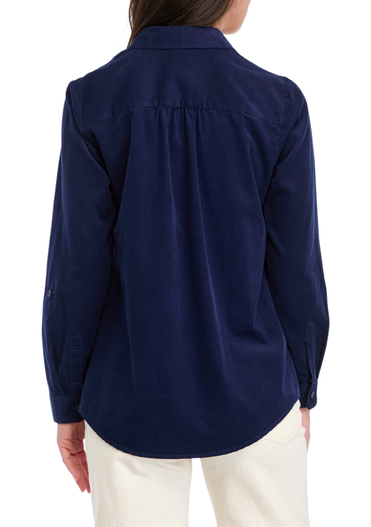 Womens Button Front Corduroy Shirt 