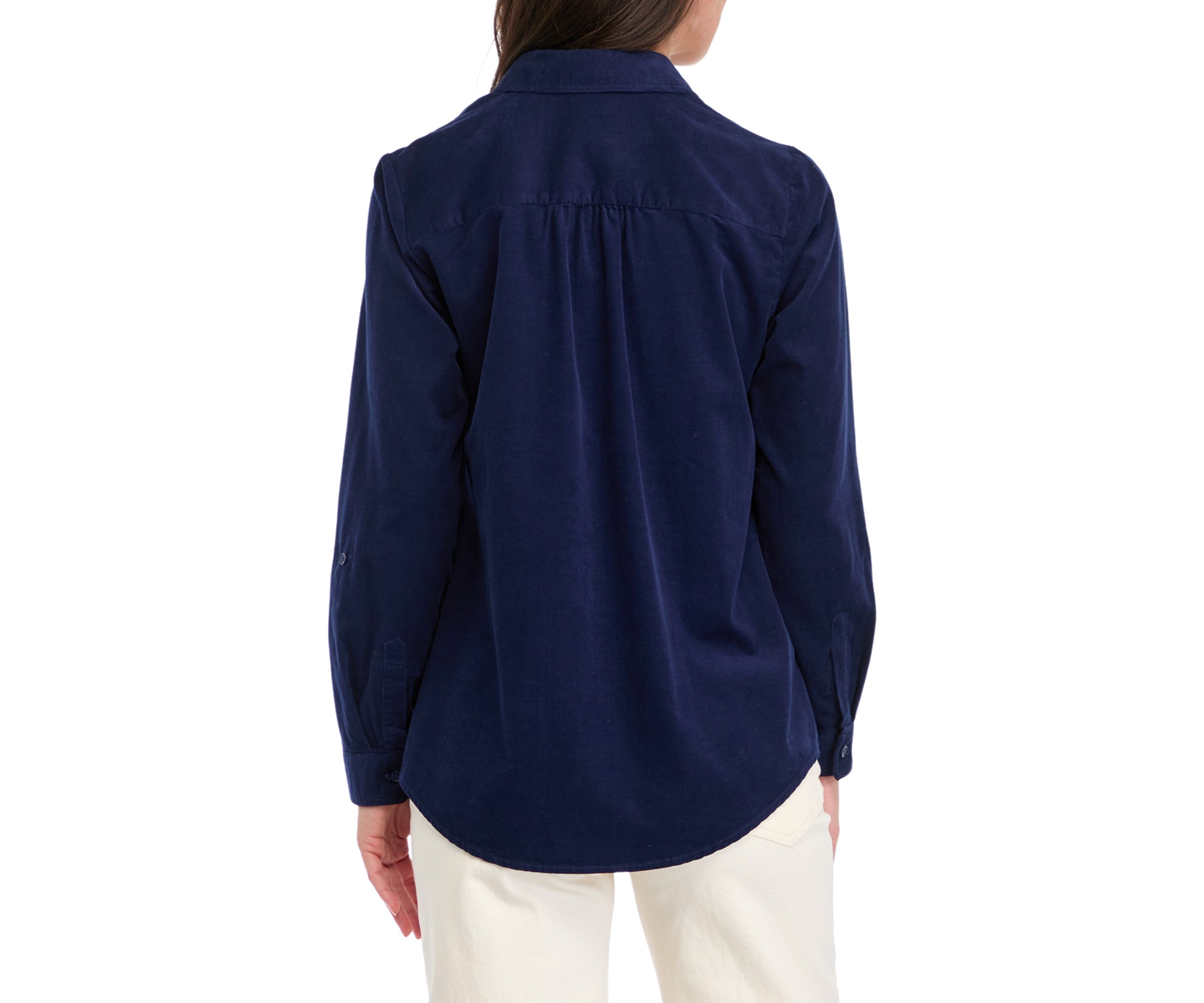 Womens Button Front Corduroy Shirt 