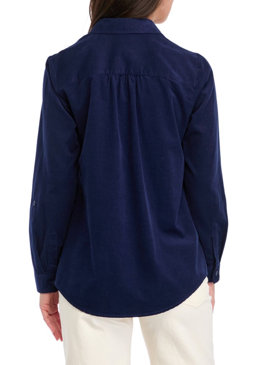 Womens Button Front Corduroy Shirt 