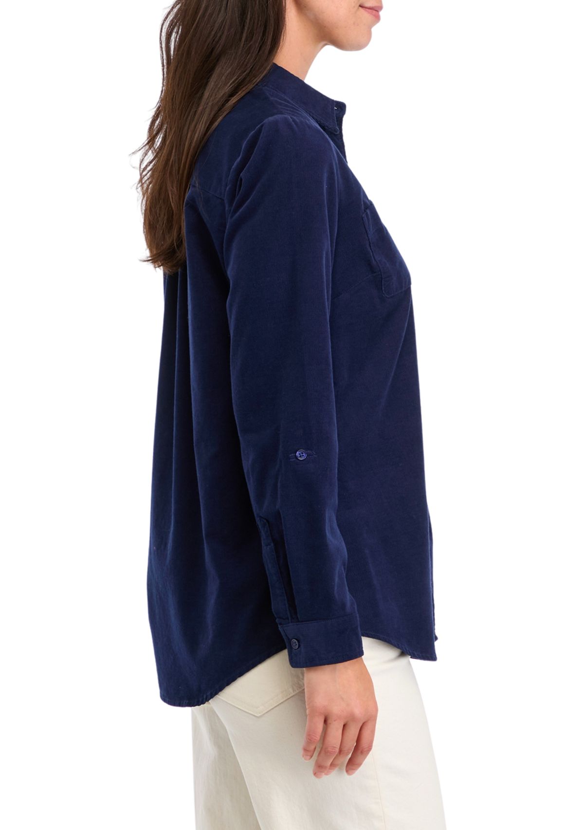 Womens Button Front Corduroy Shirt 