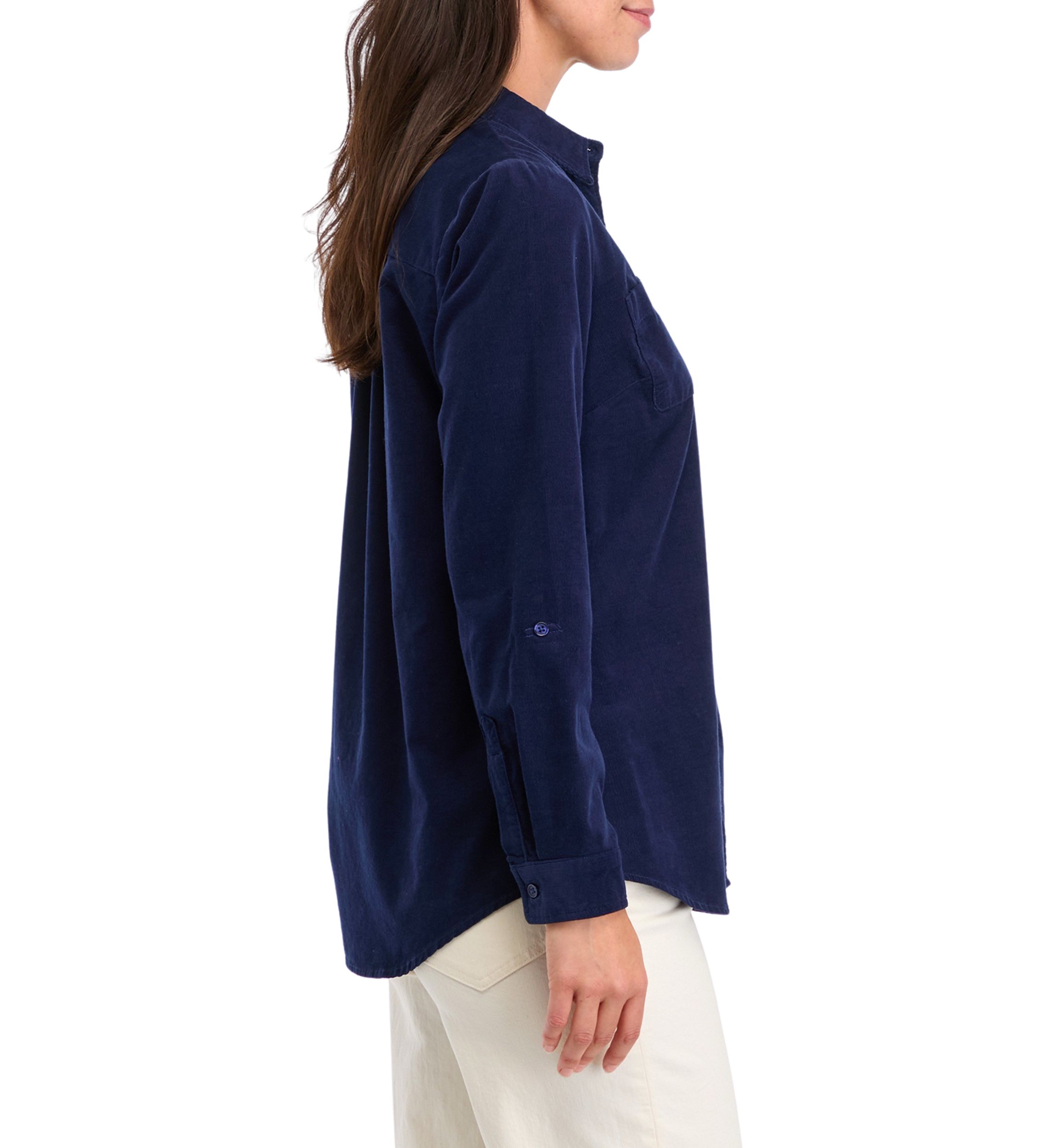 Womens Button Front Corduroy Shirt 
