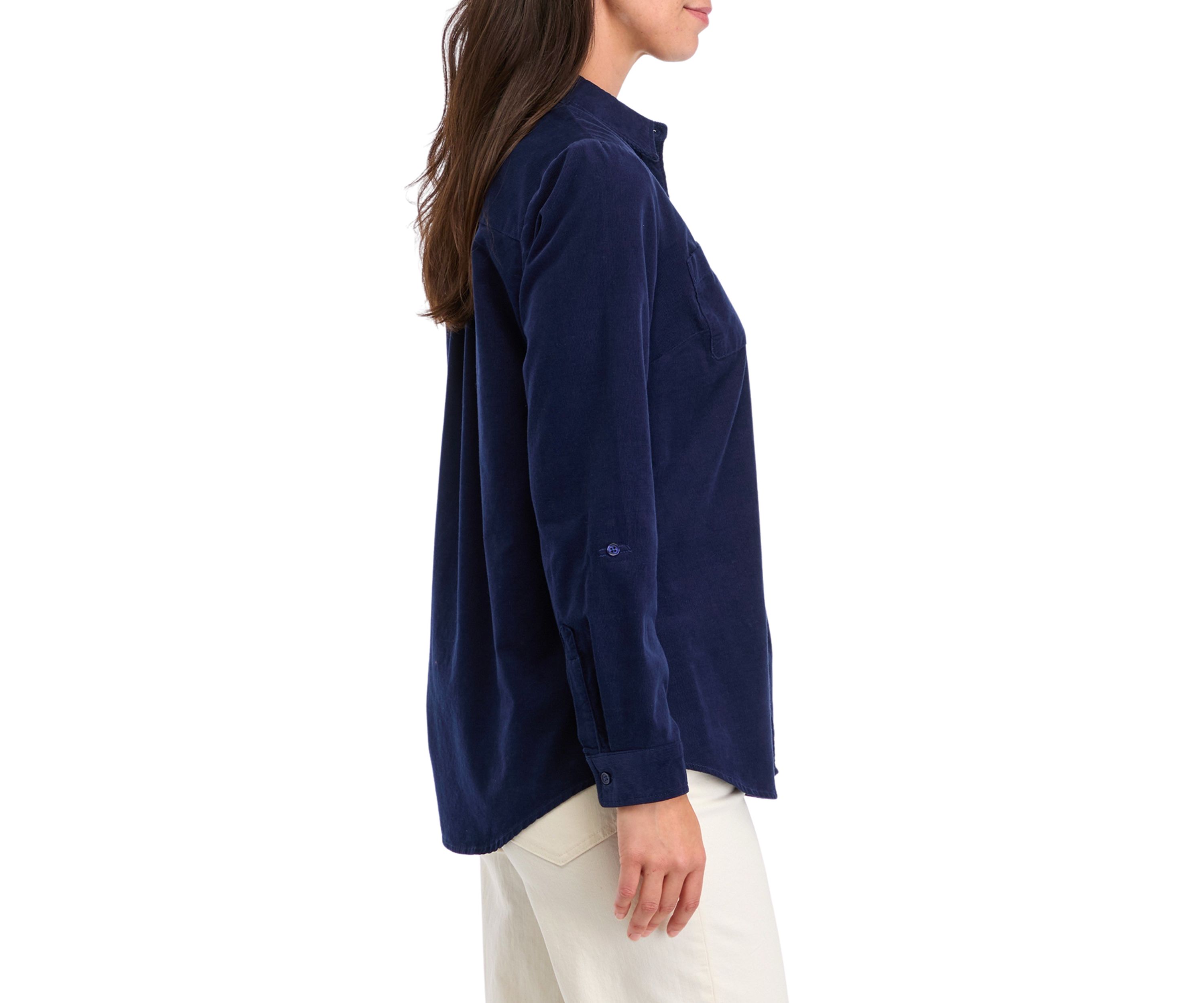 Womens Button Front Corduroy Shirt 