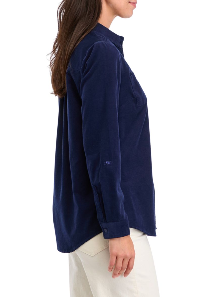 Womens Button Front Corduroy Shirt 