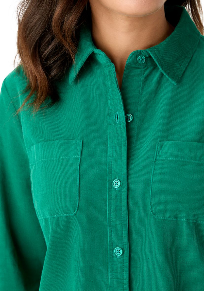 Womens Button Front Corduroy Shirt 