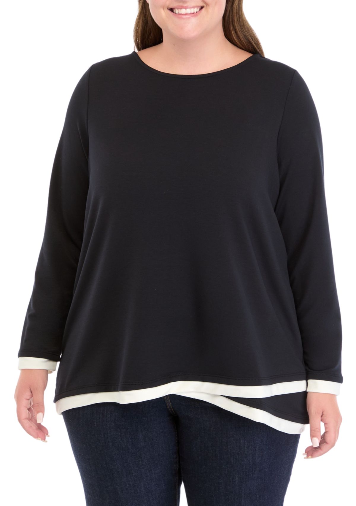 Plus Size Crossover Hem Top