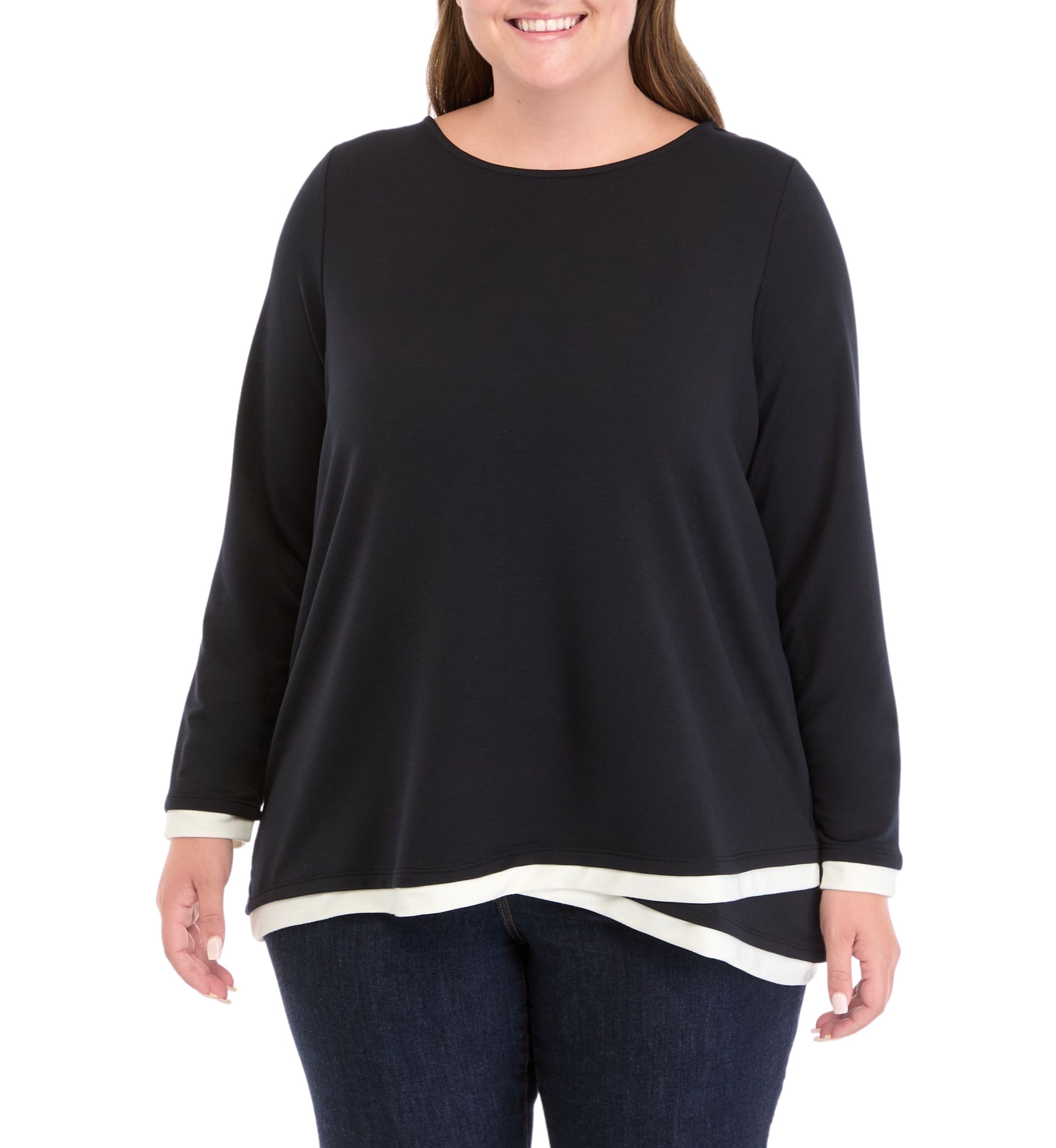 Plus Size Crossover Hem Top