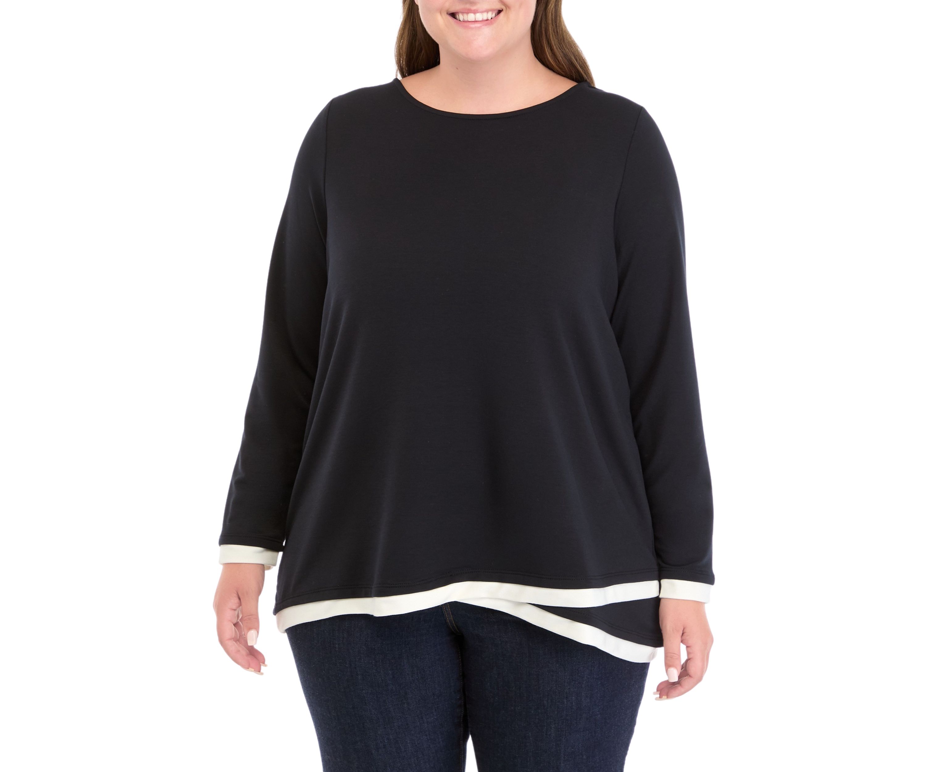 Plus Size Crossover Hem Top