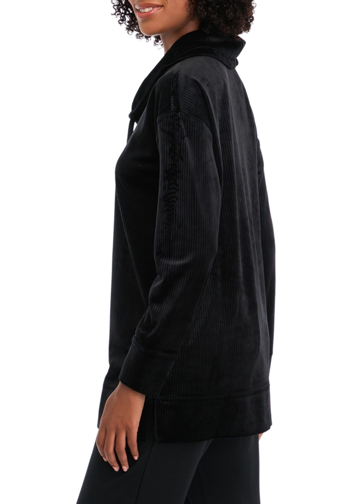 Womens Quilted Mock Neck Sweater with Buttons