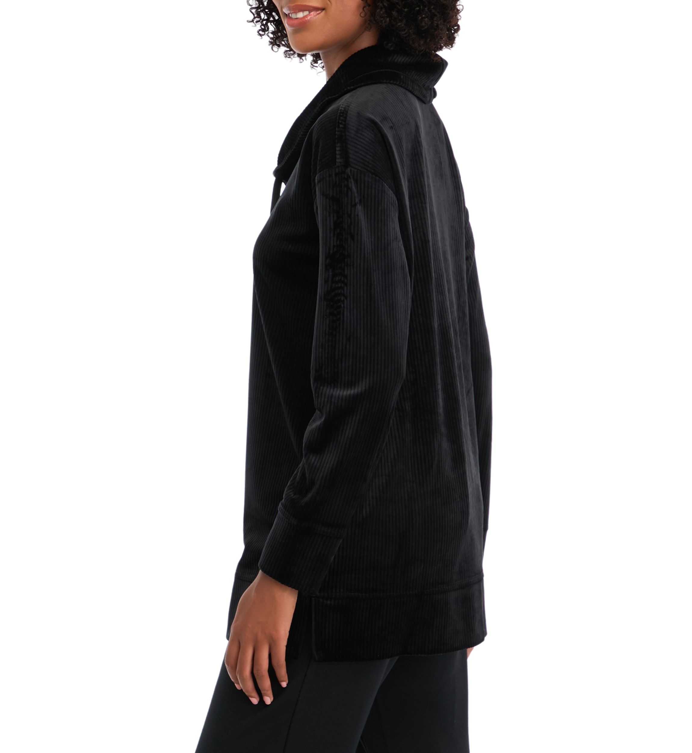 Womens Quilted Mock Neck Sweater with Buttons