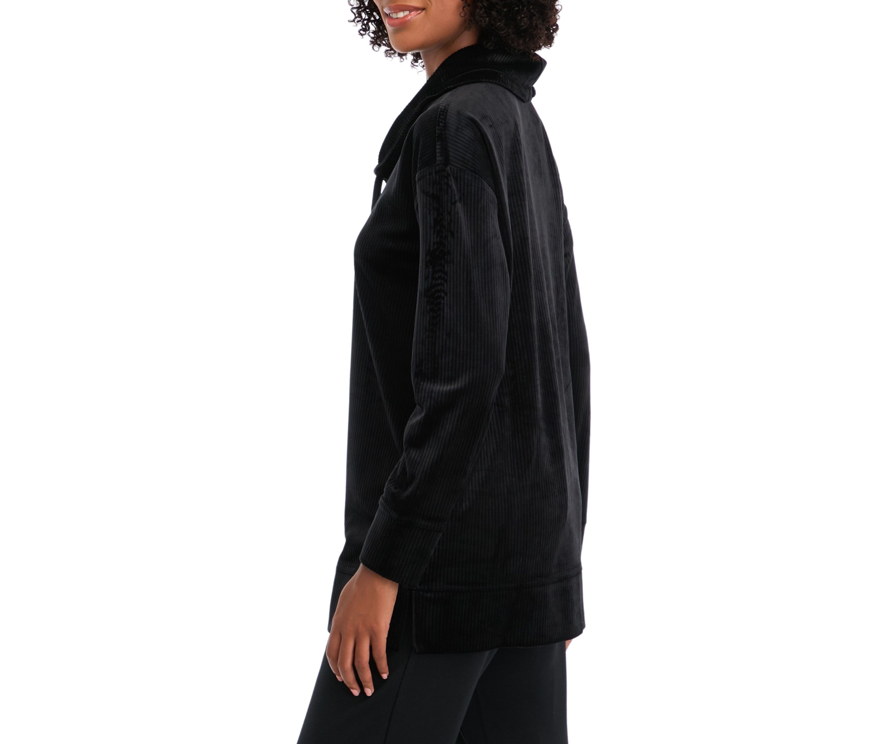 Womens Quilted Mock Neck Sweater with Buttons