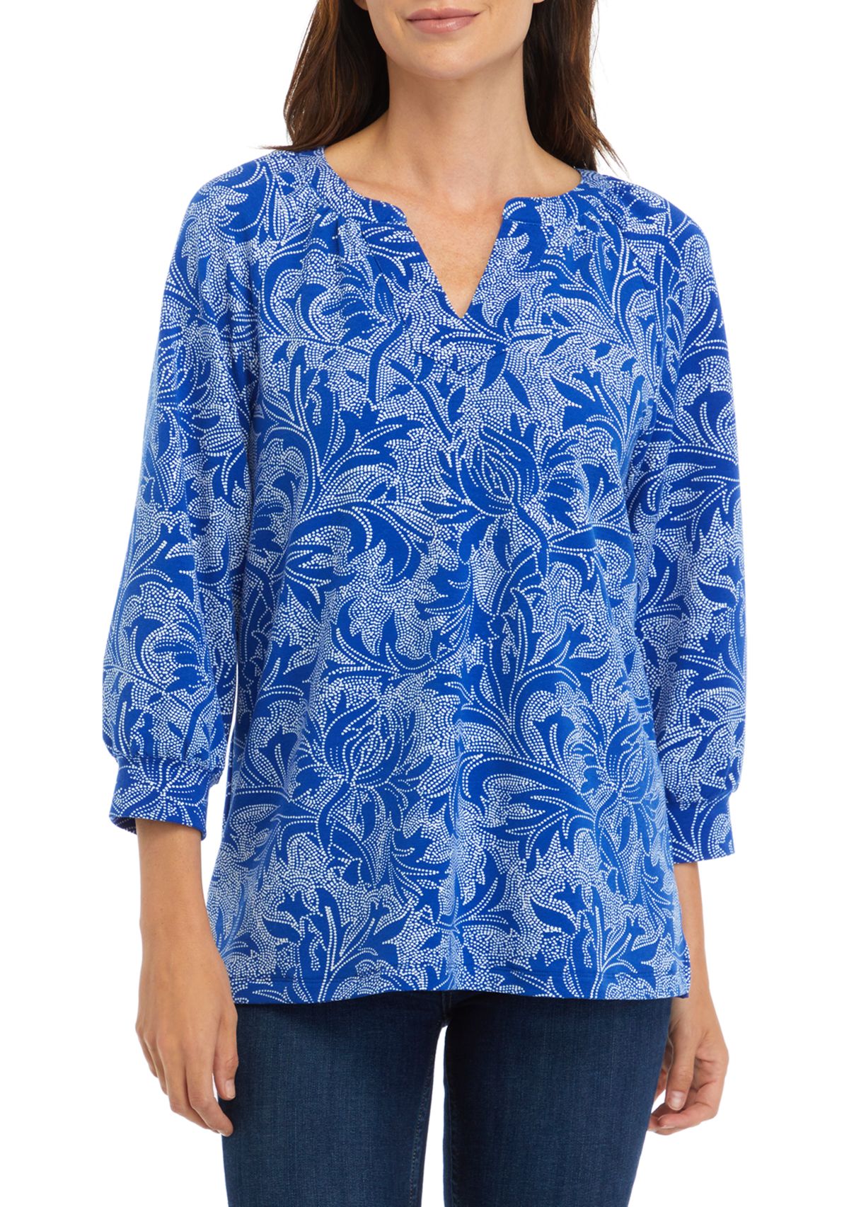 Womens Printed Peasant Top