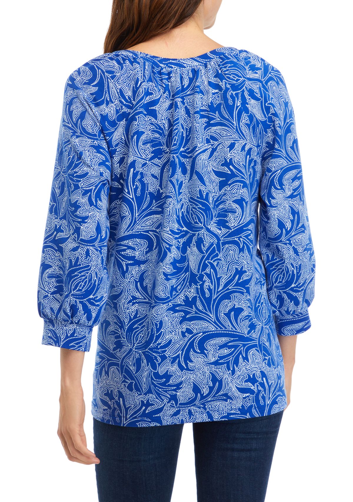 Womens Printed Peasant Top