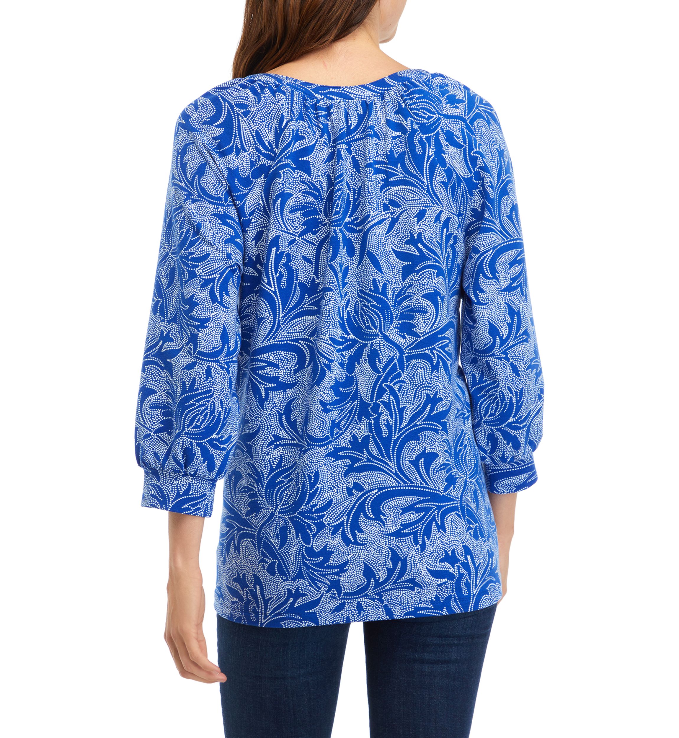 Womens Printed Peasant Top