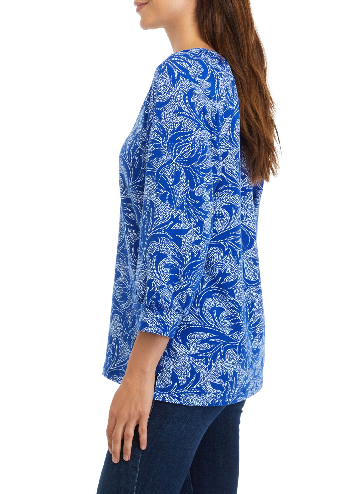 Womens Printed Peasant Top