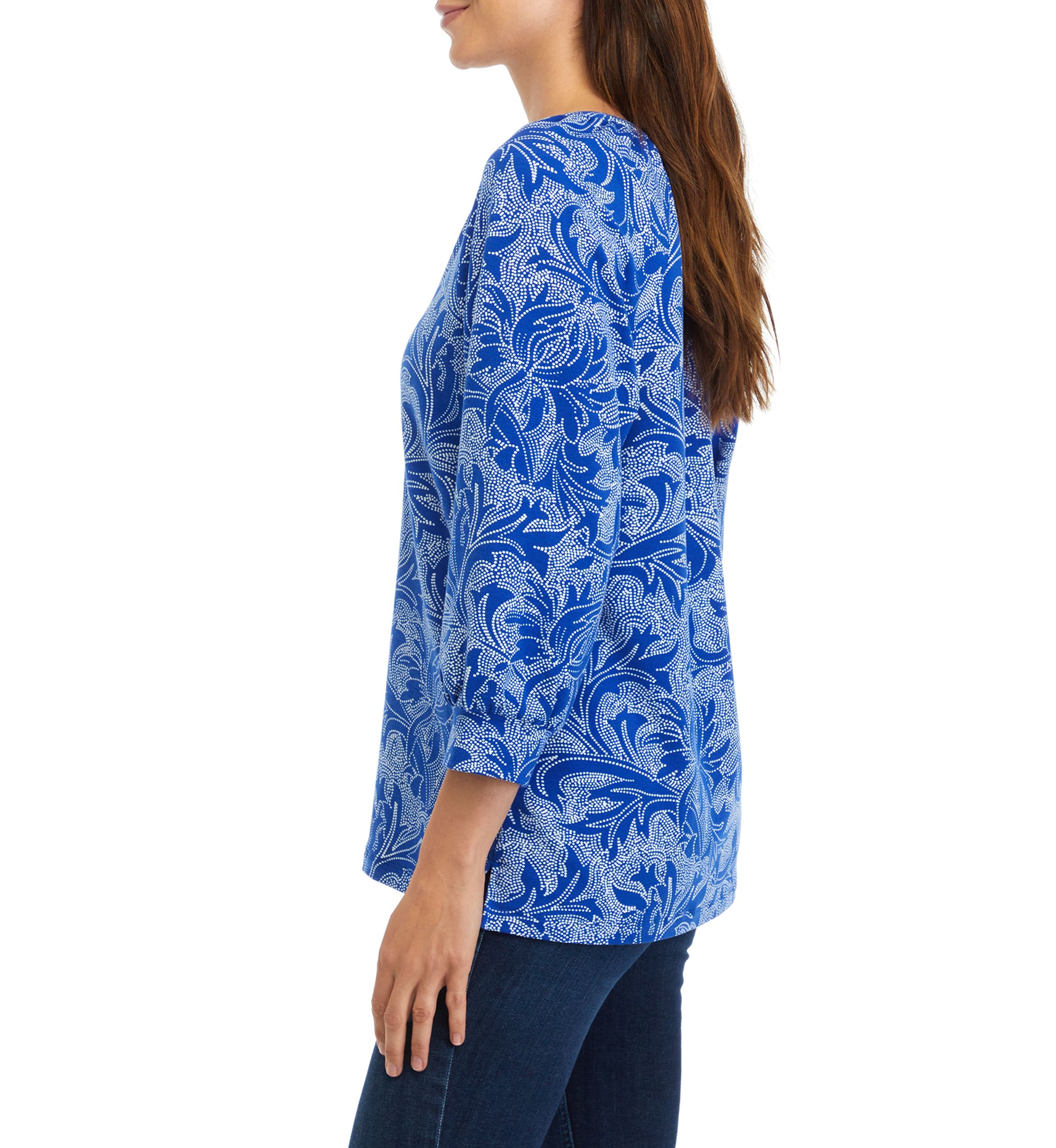 Womens Printed Peasant Top