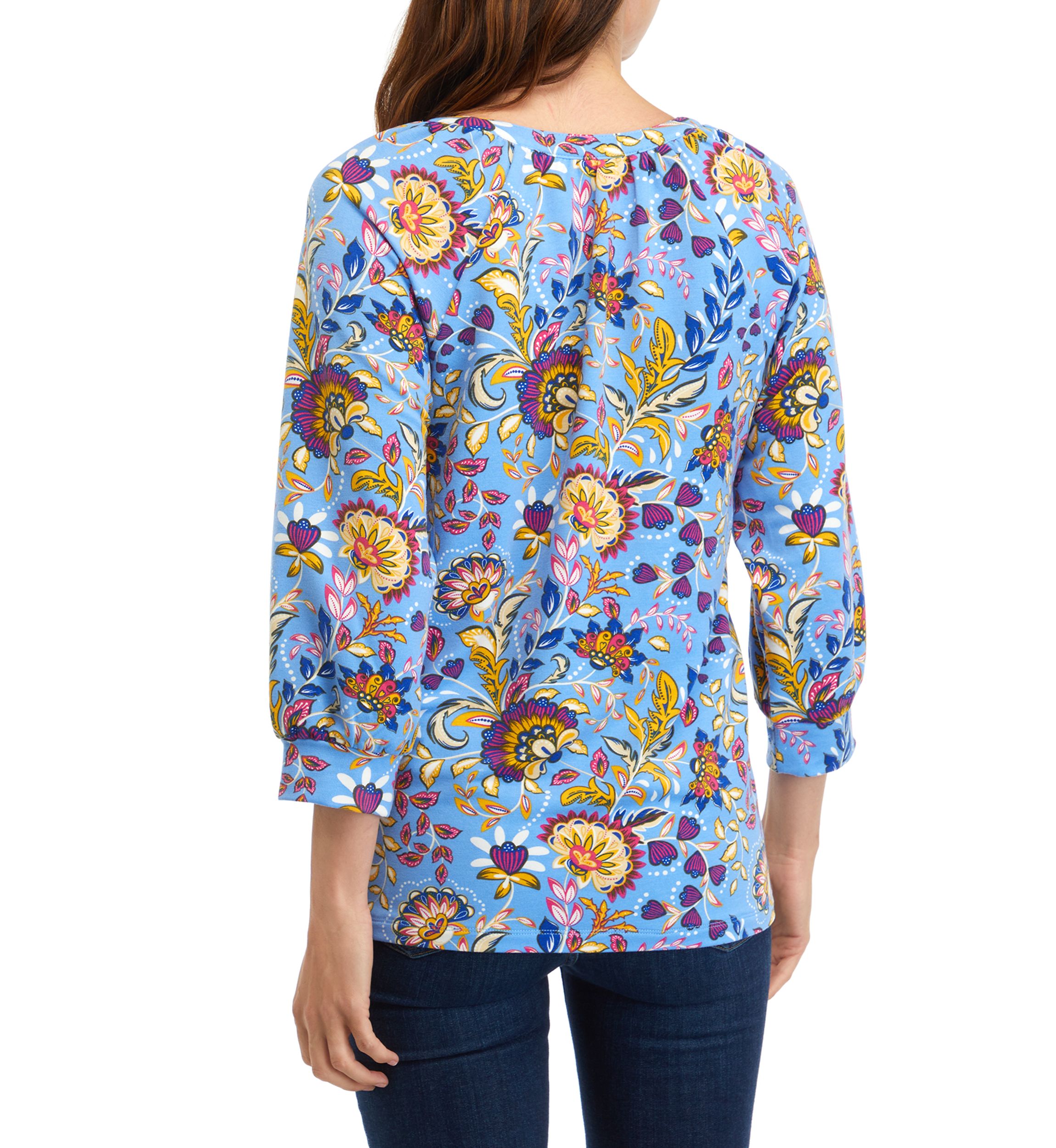 Womens Printed Peasant Top