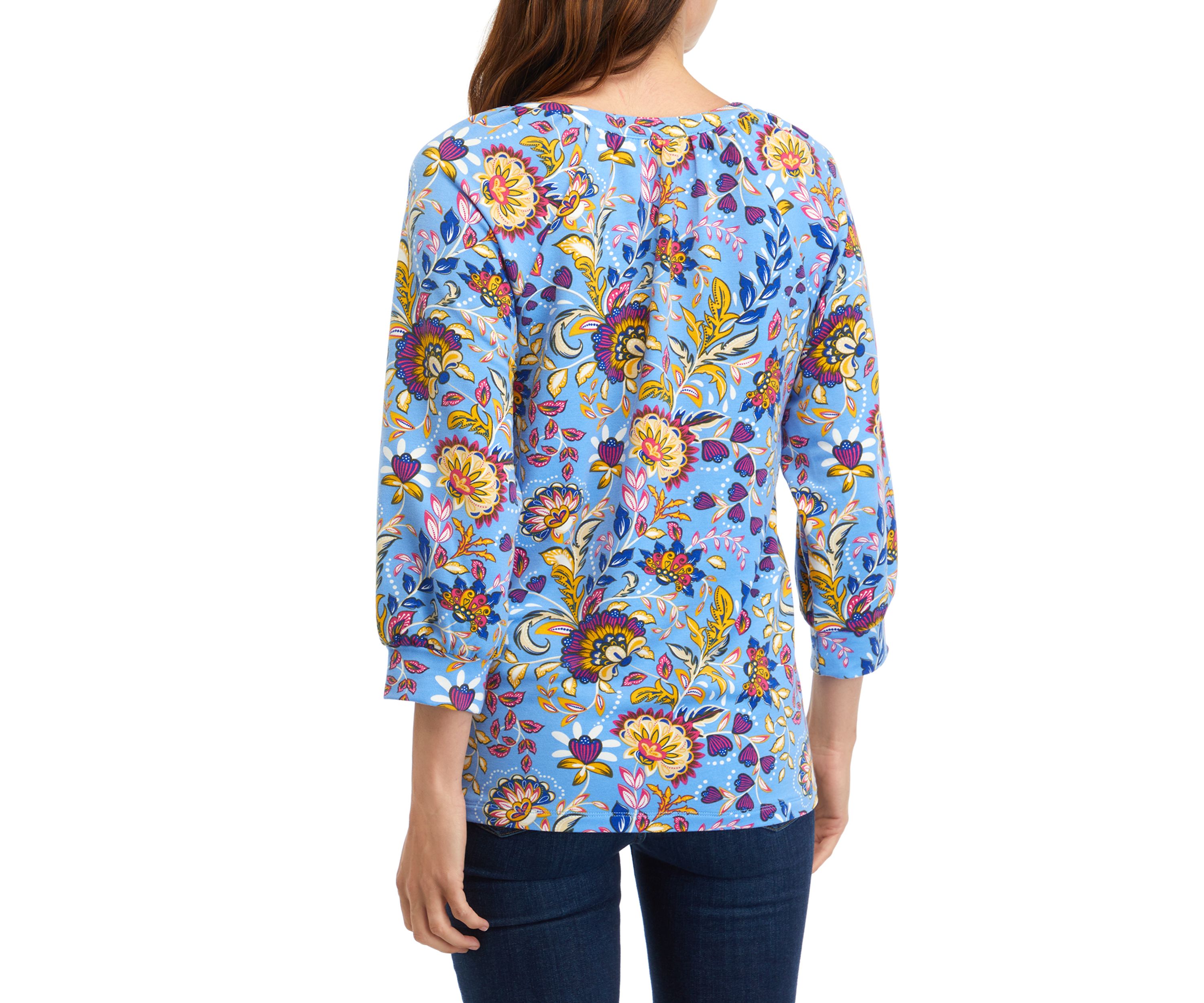 Womens Printed Peasant Top