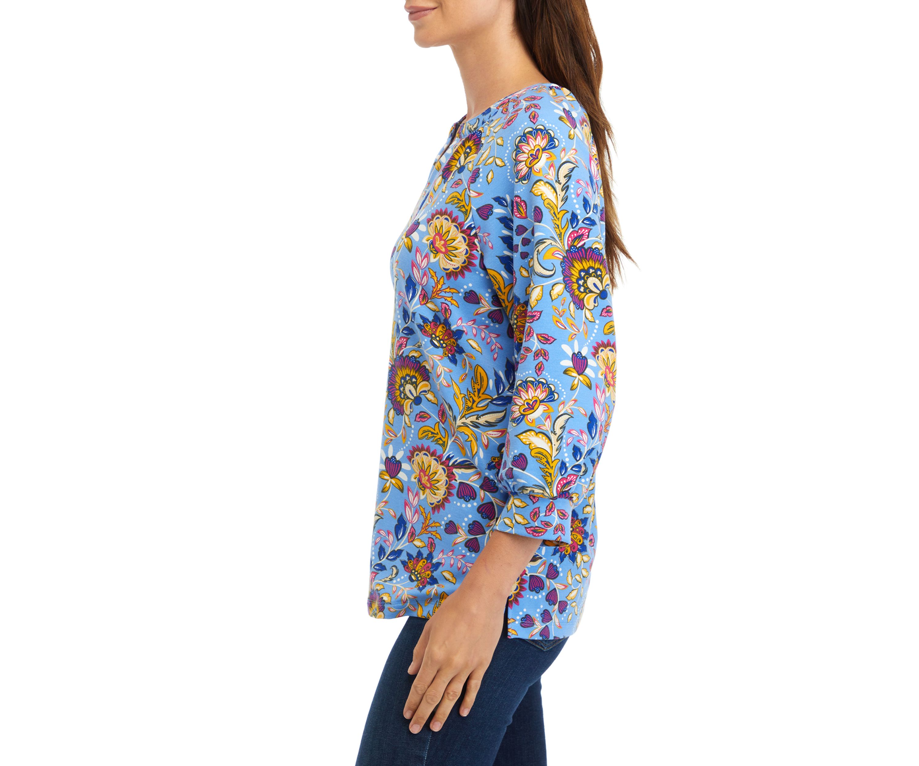 Womens Printed Peasant Top
