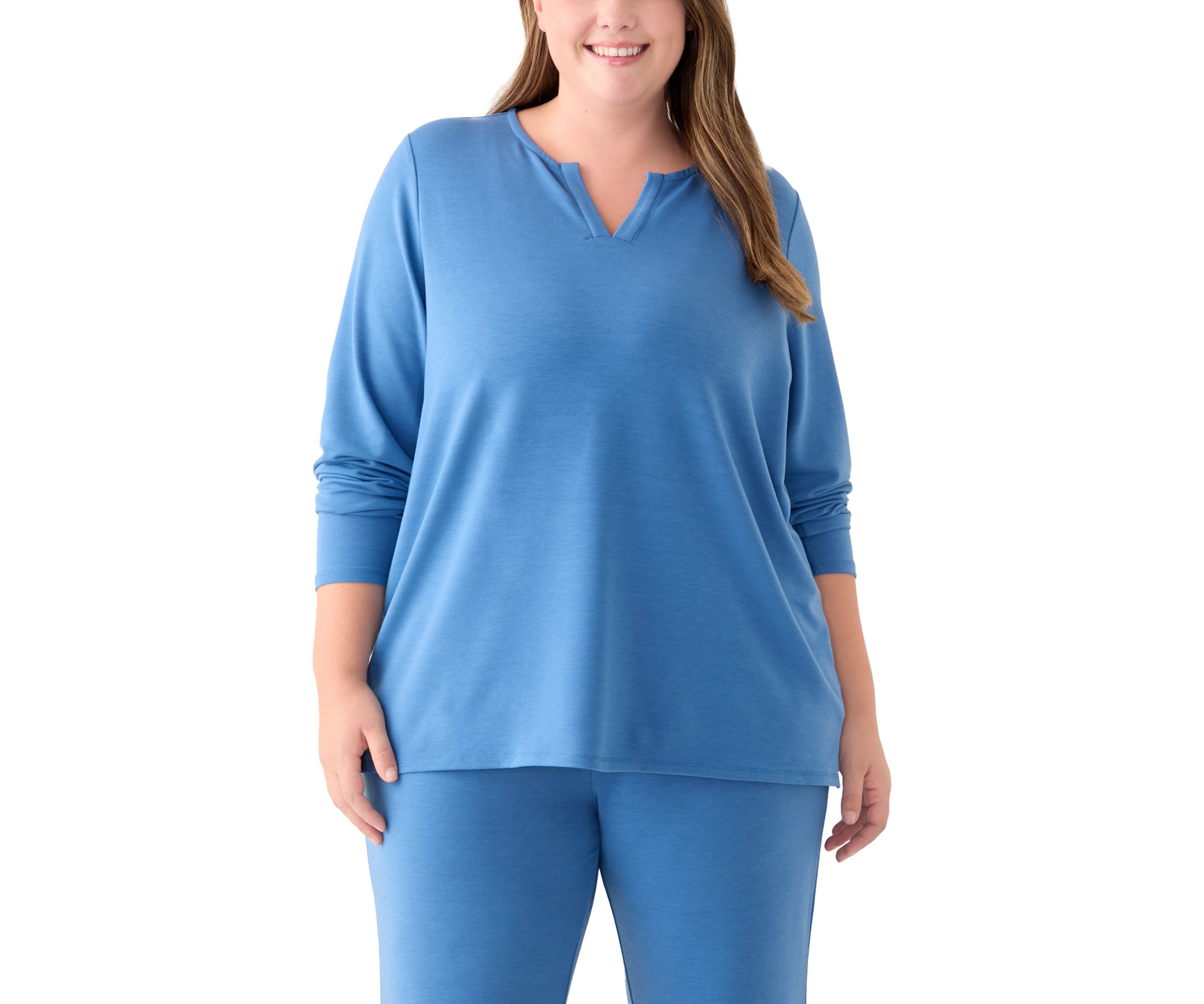 Plus Size Split Neck Top 