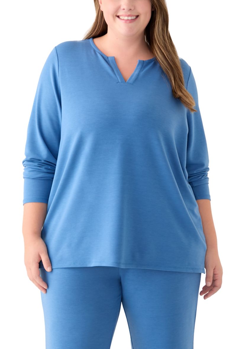 Plus Size Split Neck Top 