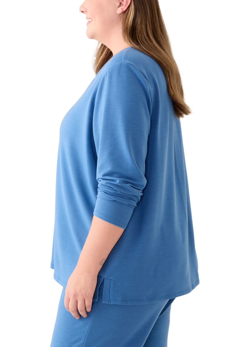 Plus Size Split Neck Top 