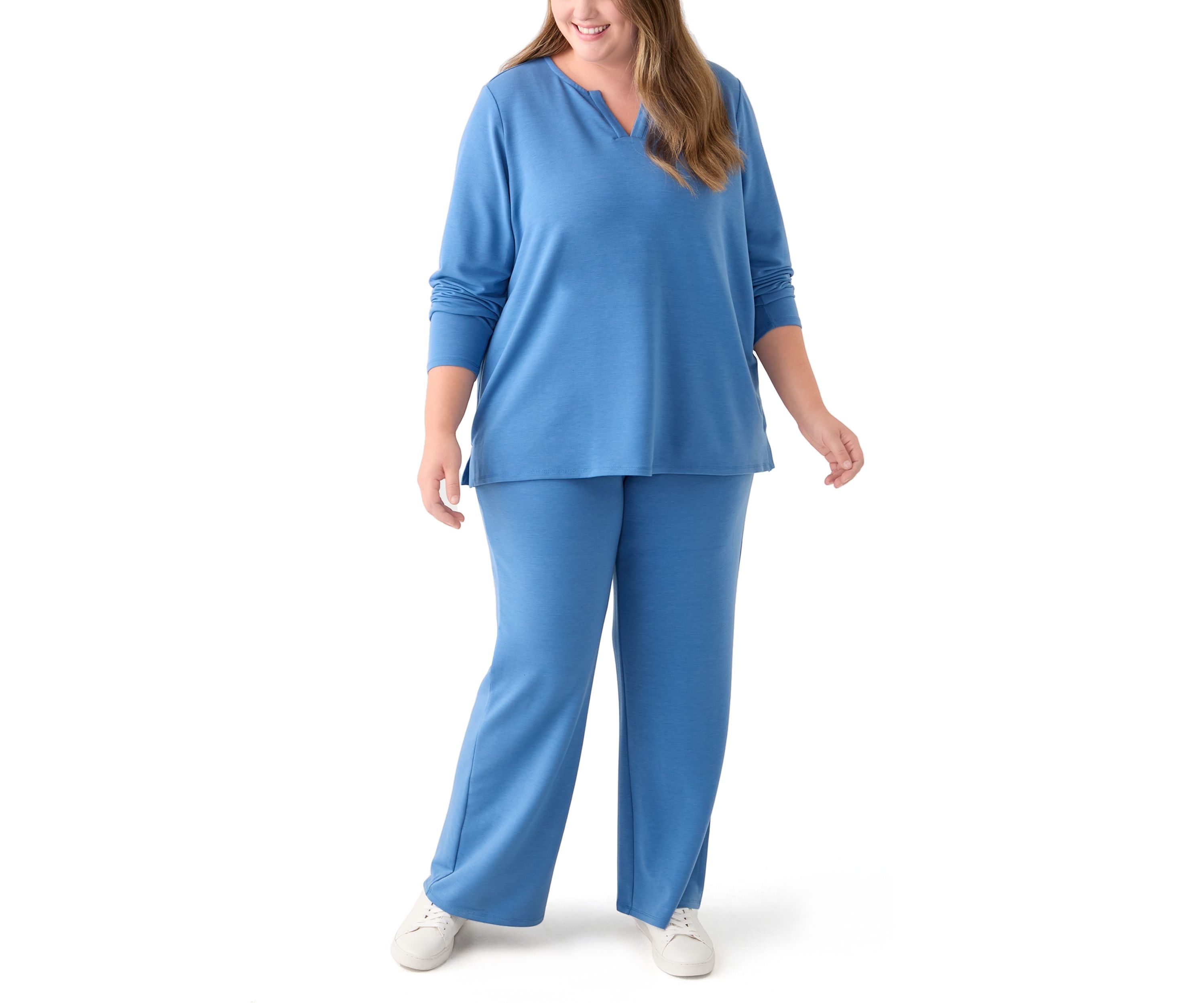Plus Size Split Neck Top 