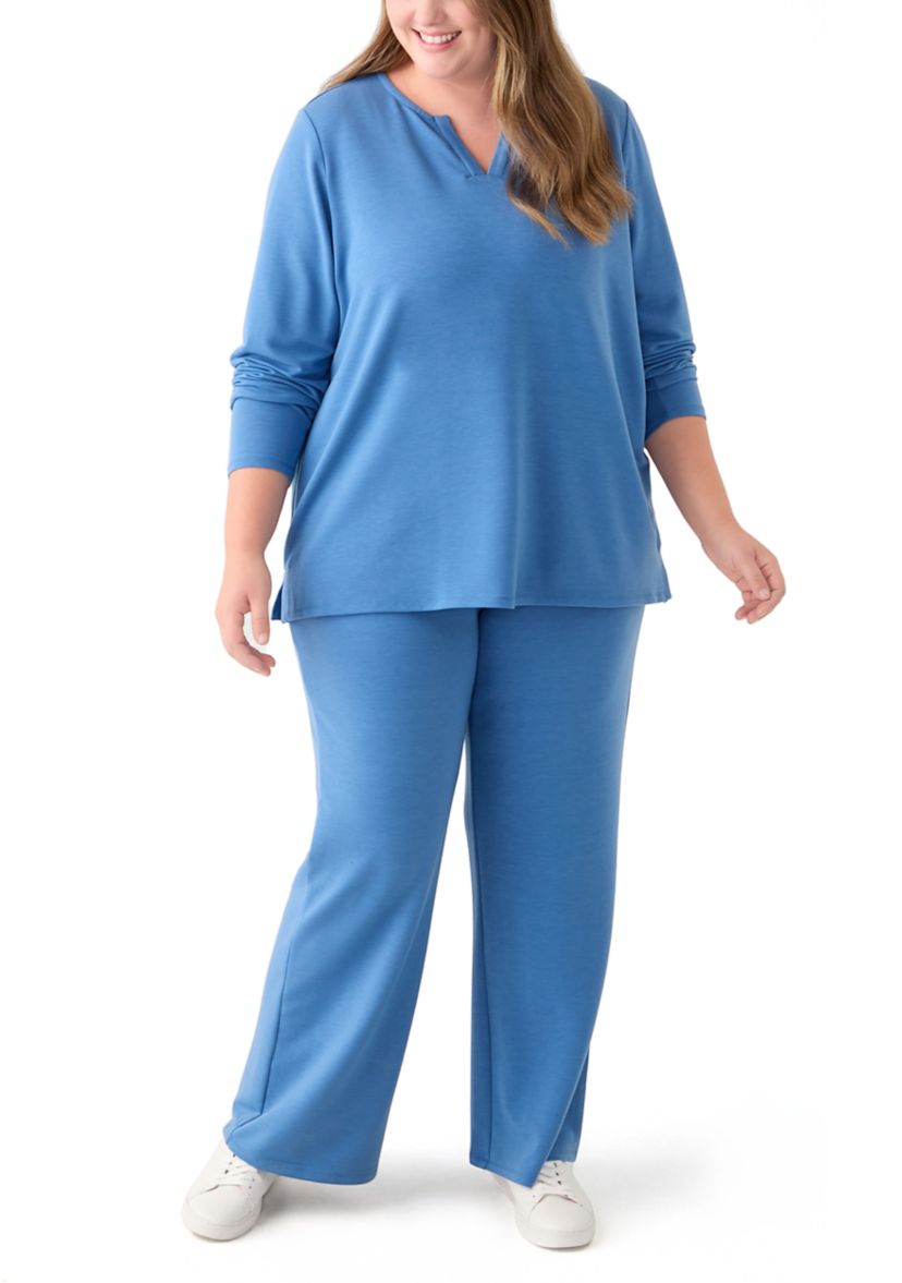 Plus Size Split Neck Top 
