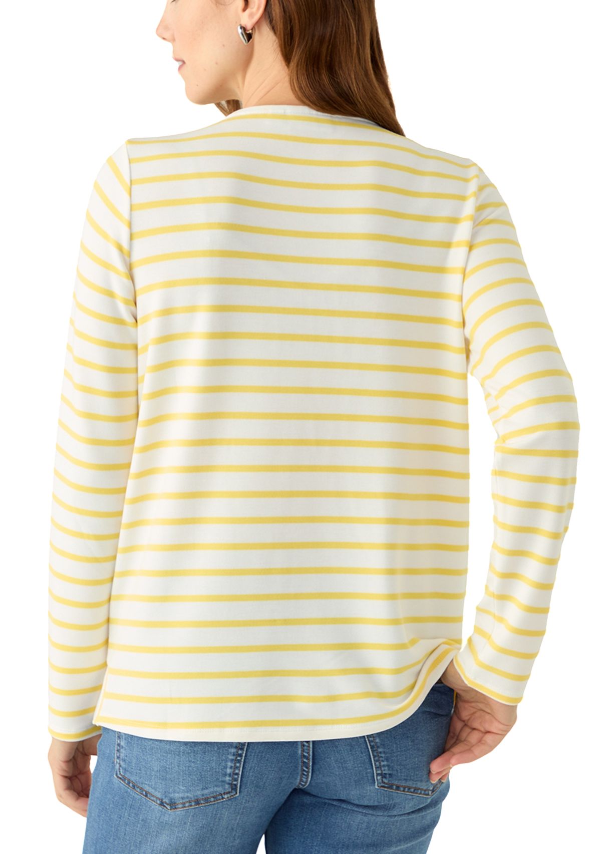 Petite Long Sleeve Split Neck Tunic Top