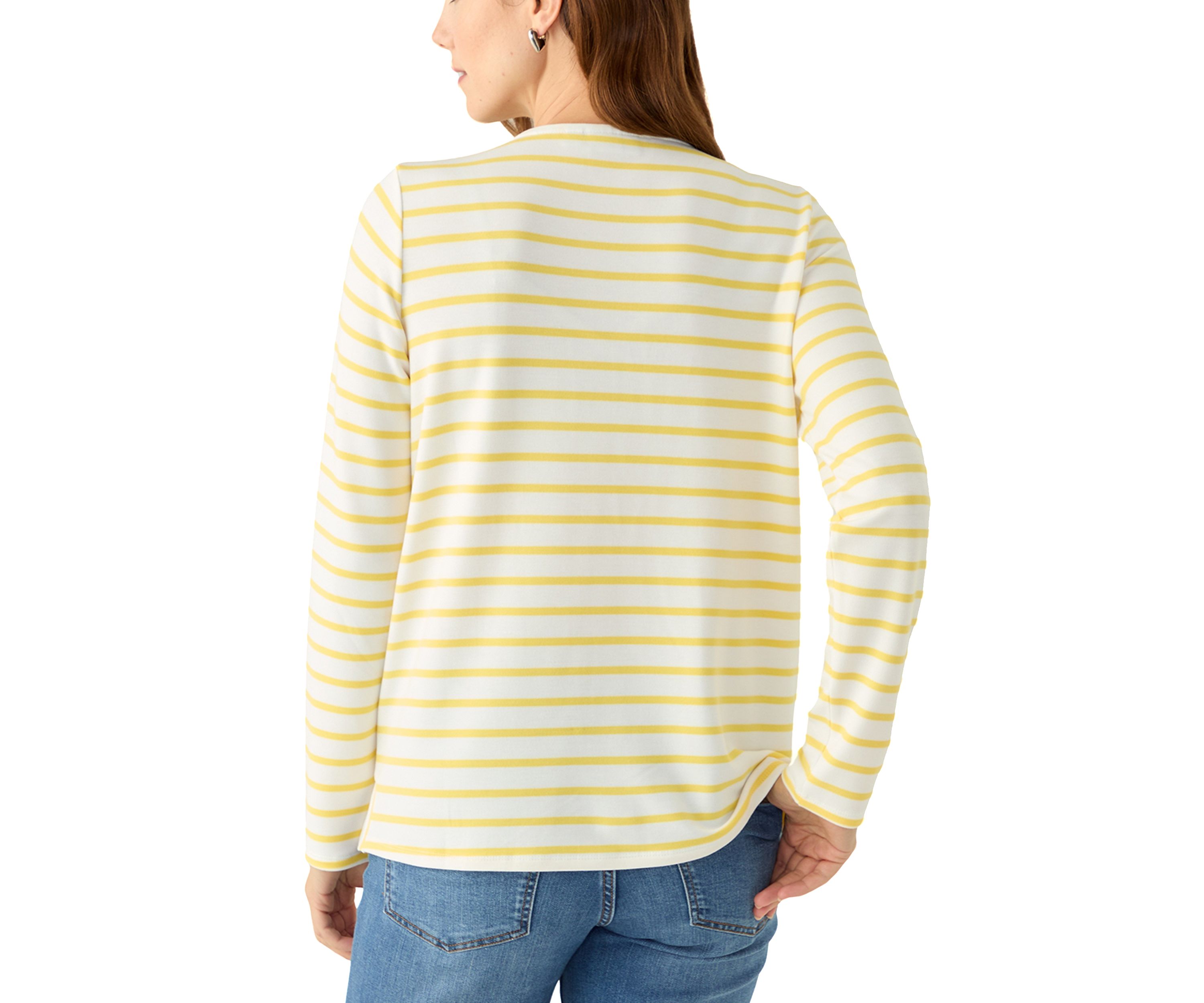 Petite Long Sleeve Split Neck Tunic Top