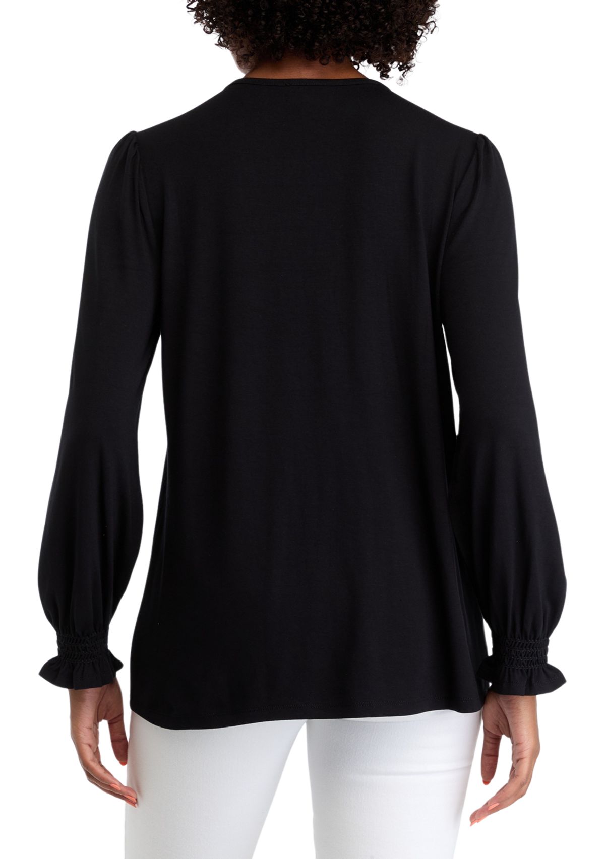 Womens Long Sleeve Top with Smocking at Yoke