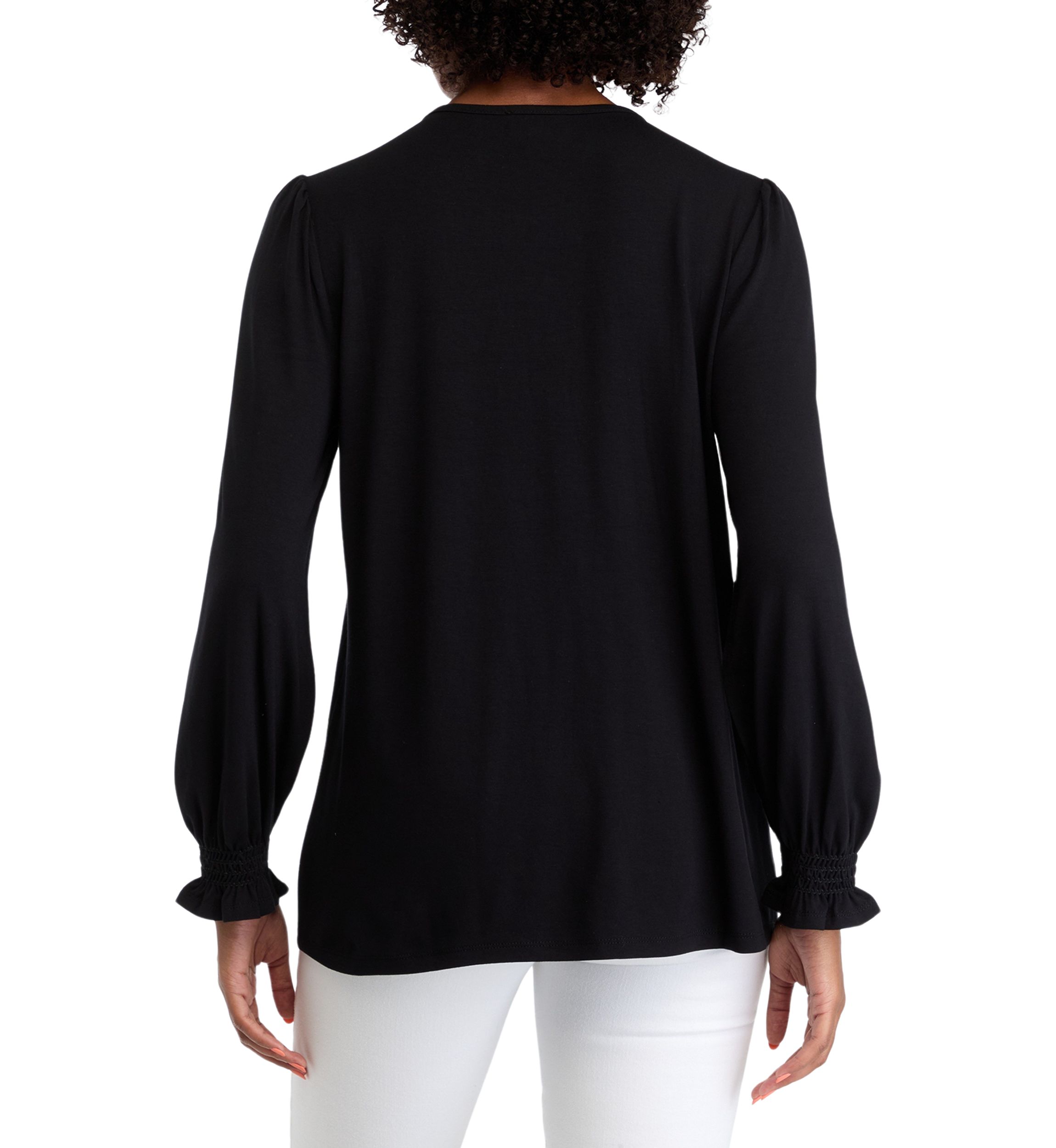 Womens Long Sleeve Top with Smocking at Yoke