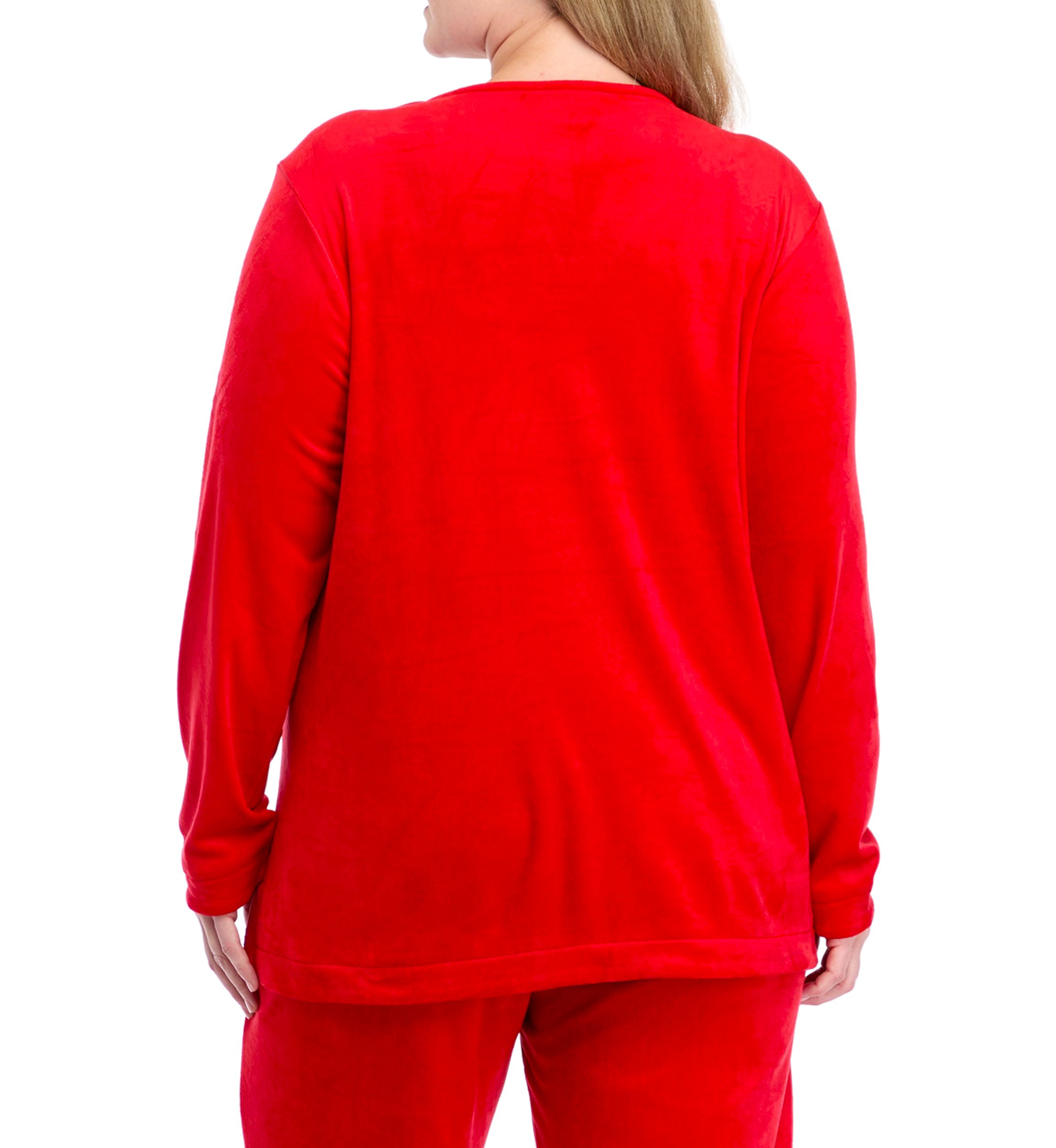 Plus Size Velour Split Neck Top