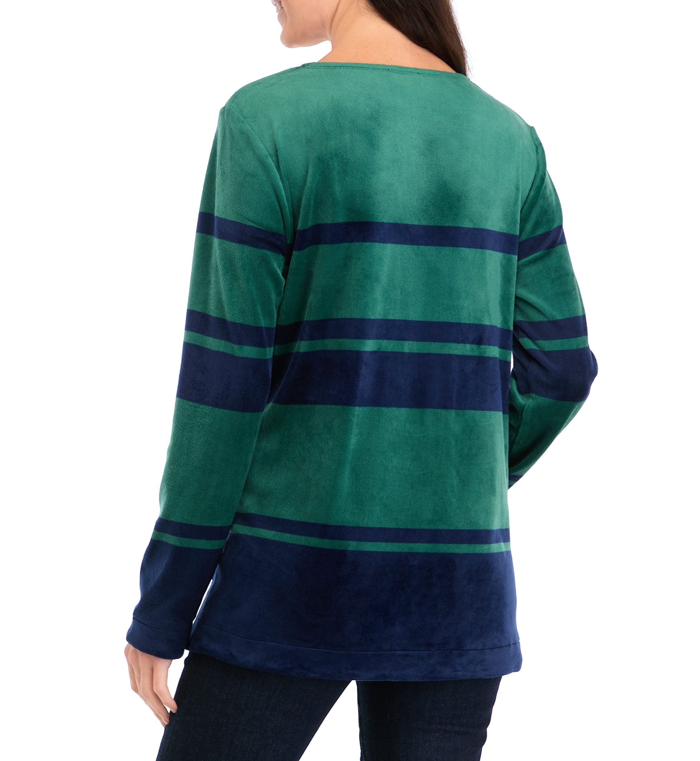 Petite Long Sleeve Velour Split Neck Tunic Top