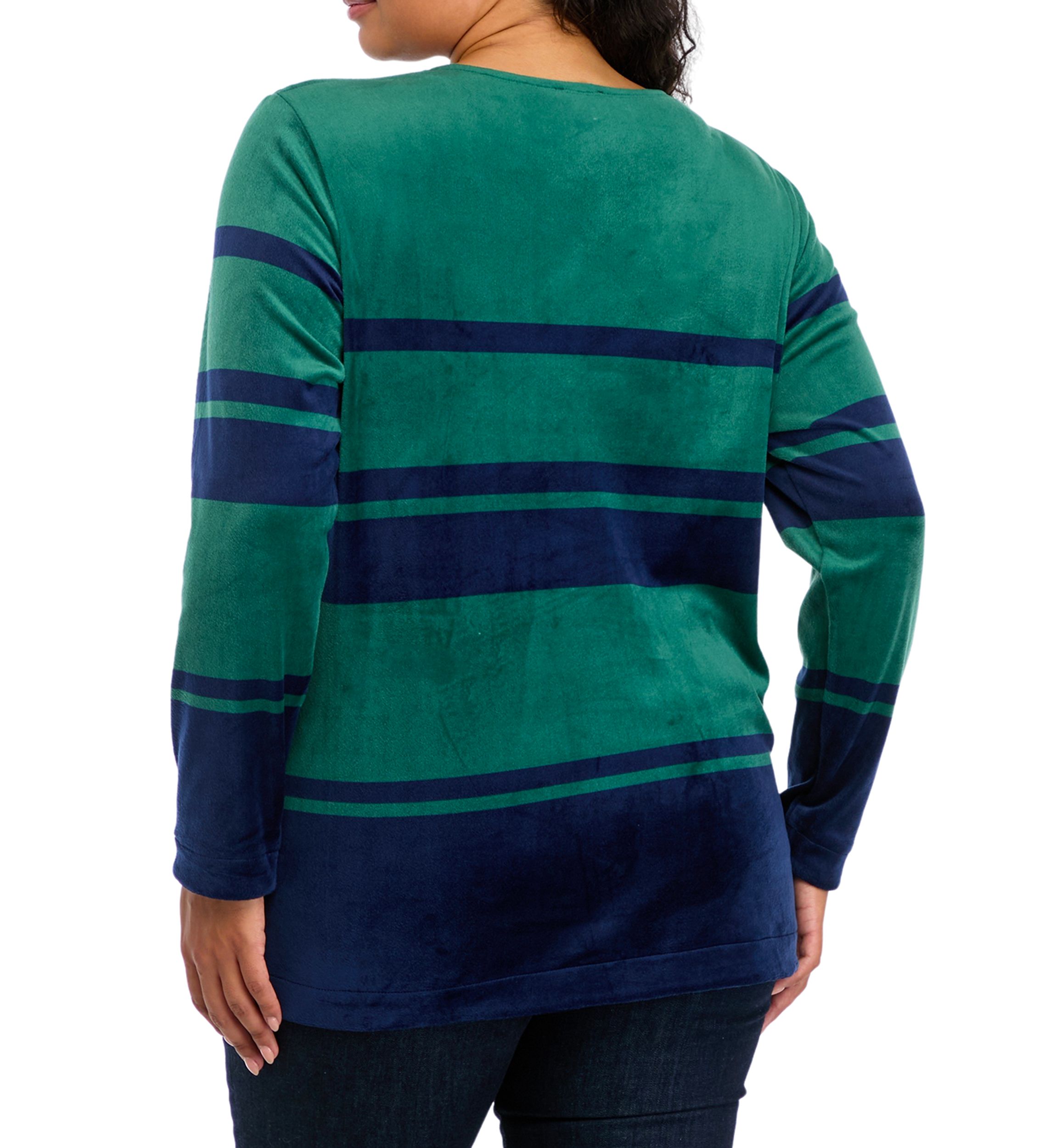 Plus Size Velour Striped Top 