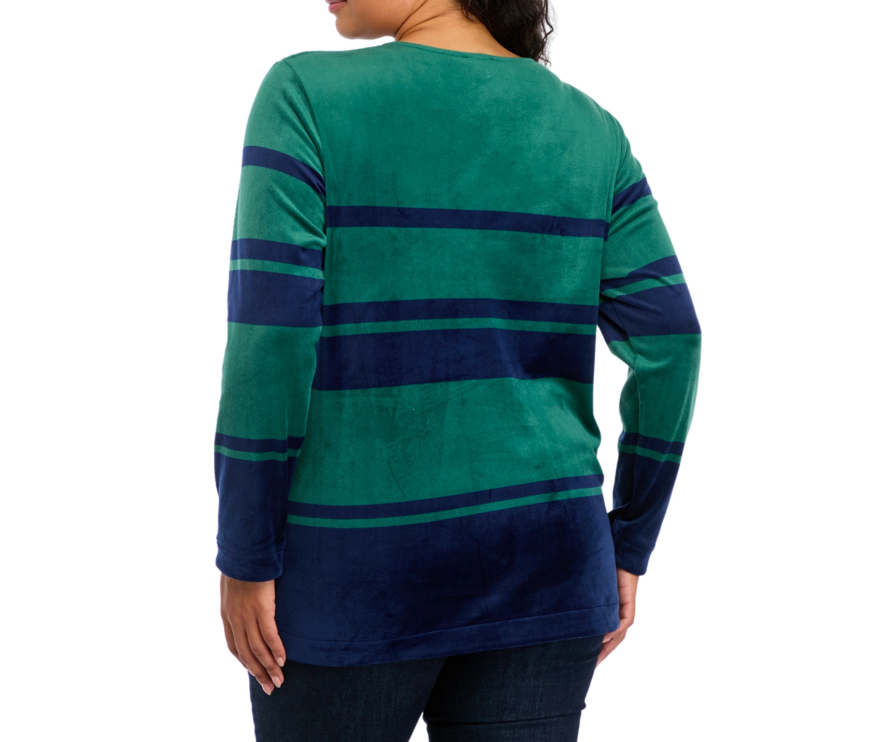Plus Size Velour Striped Top 