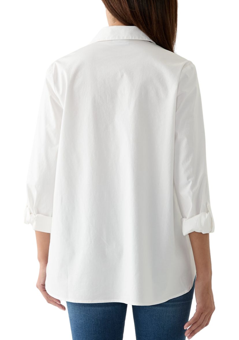 Womens Solid Popover Tunic Top