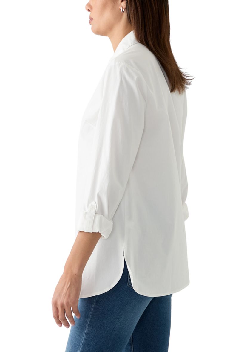 Womens Solid Popover Tunic Top