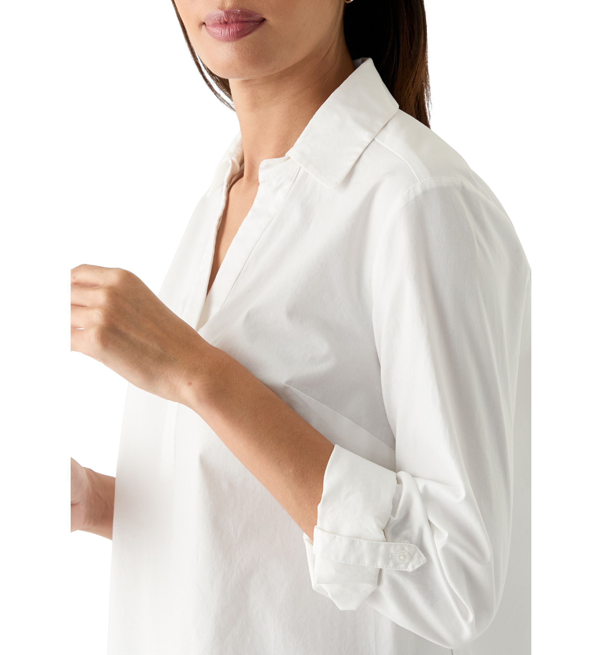 Womens Solid Popover Tunic Top