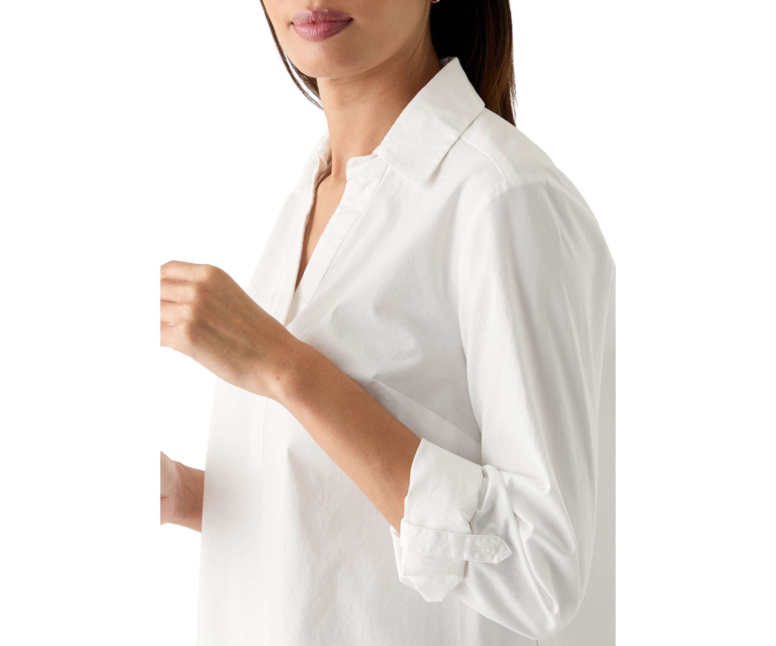 Womens Solid Popover Tunic Top