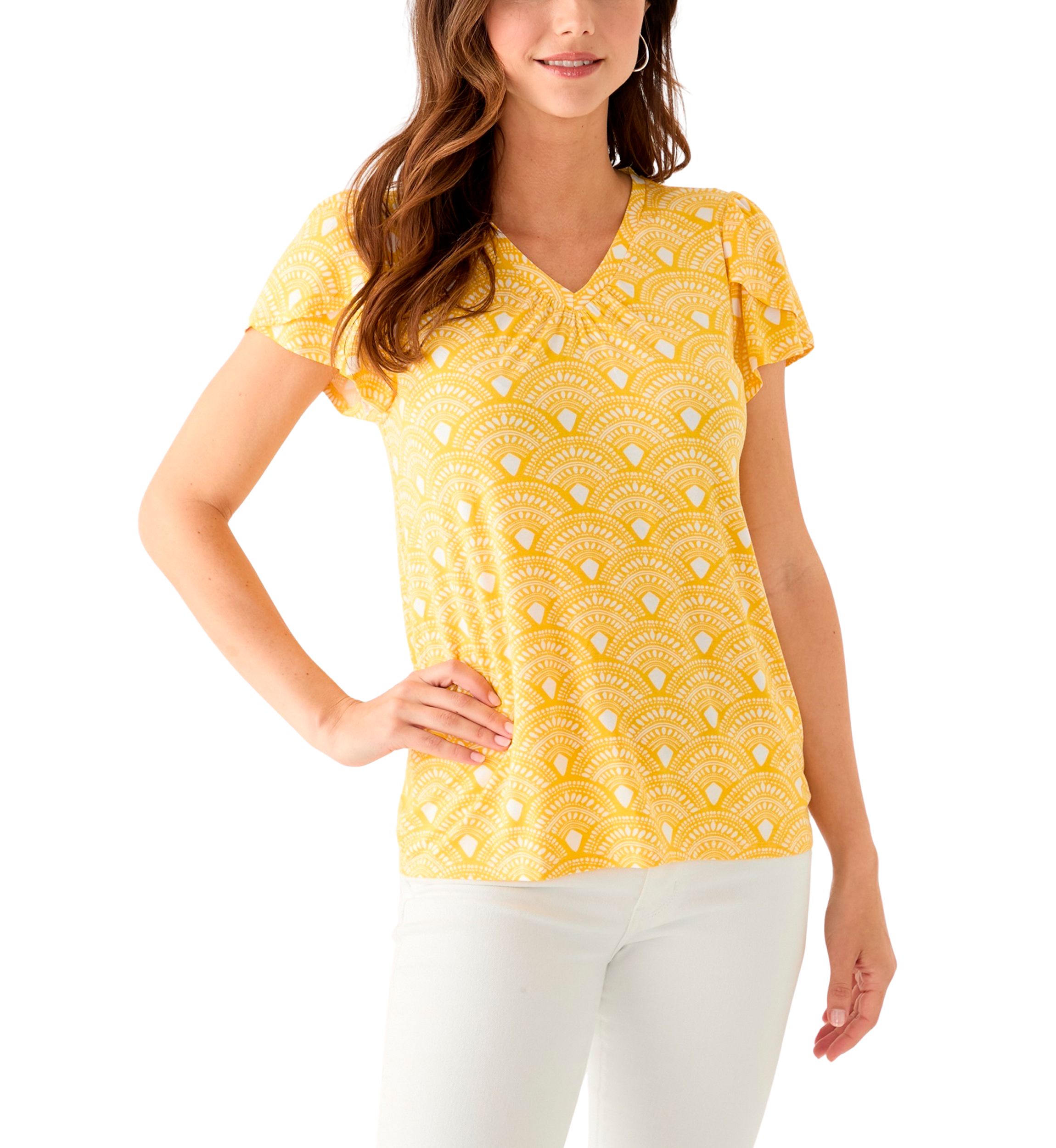 Womens Printed Tulip Sleeve T-Shirt