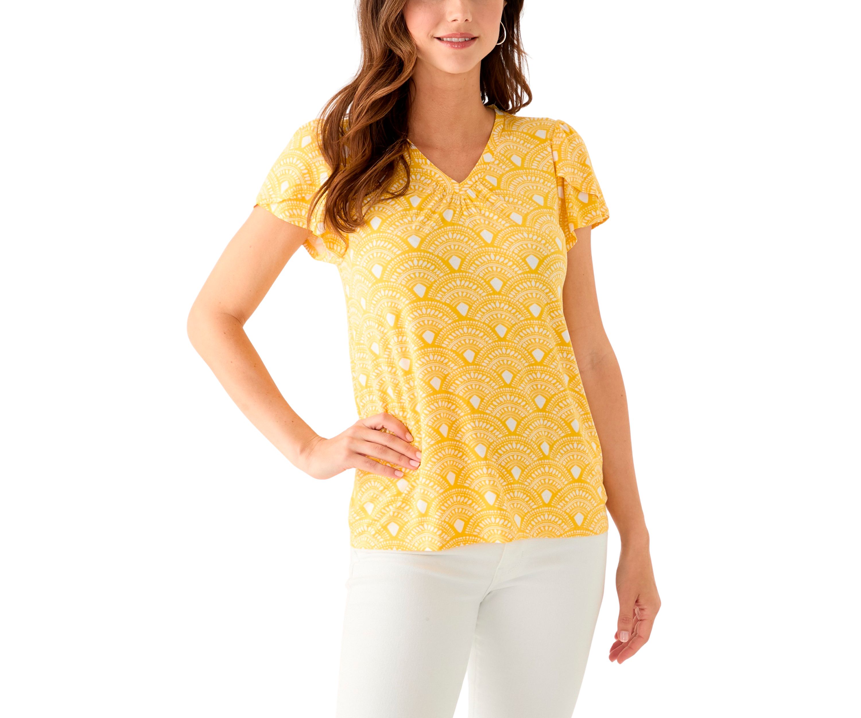 Womens Printed Tulip Sleeve T-Shirt