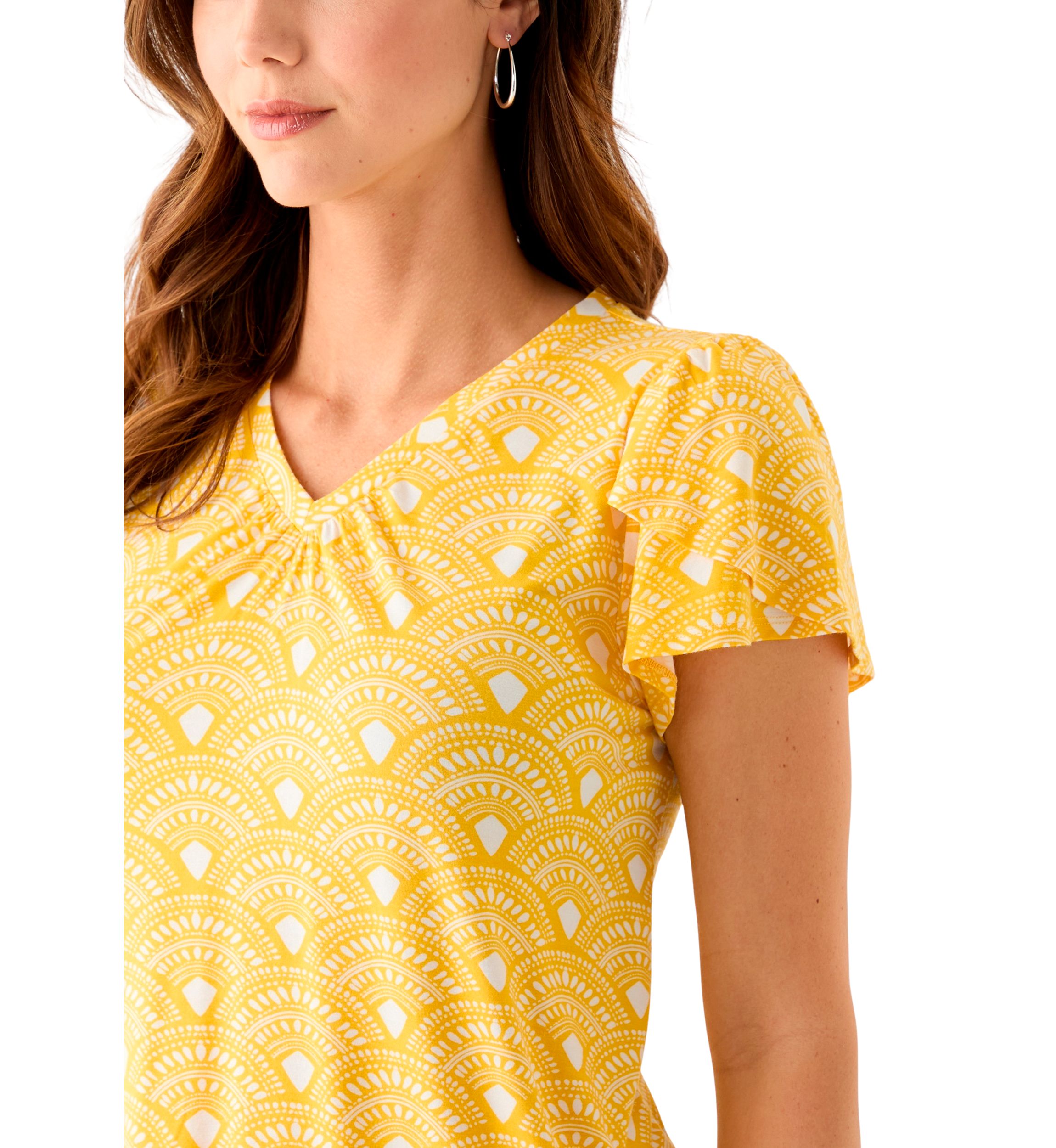 Womens Printed Tulip Sleeve T-Shirt