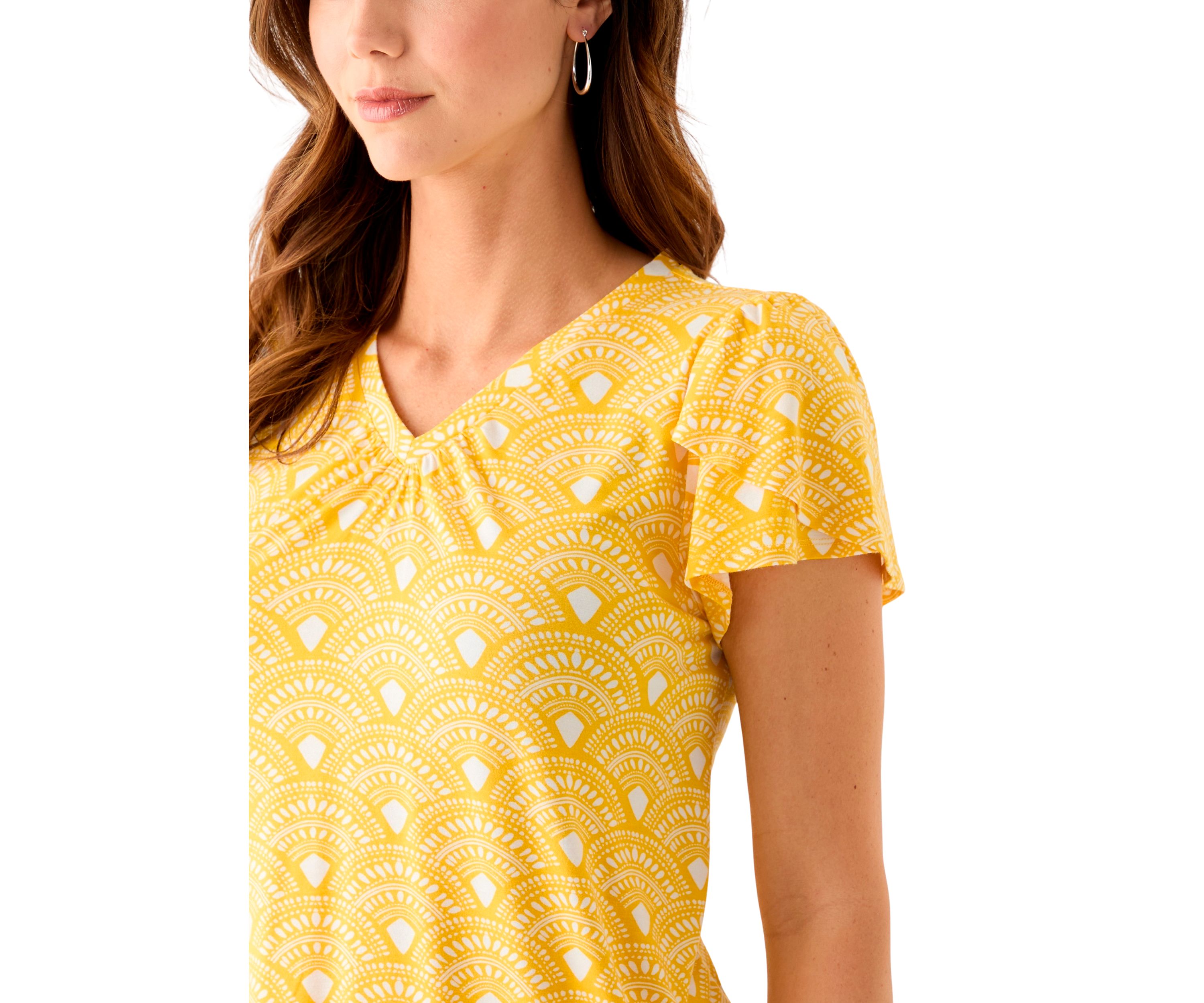 Womens Printed Tulip Sleeve T-Shirt