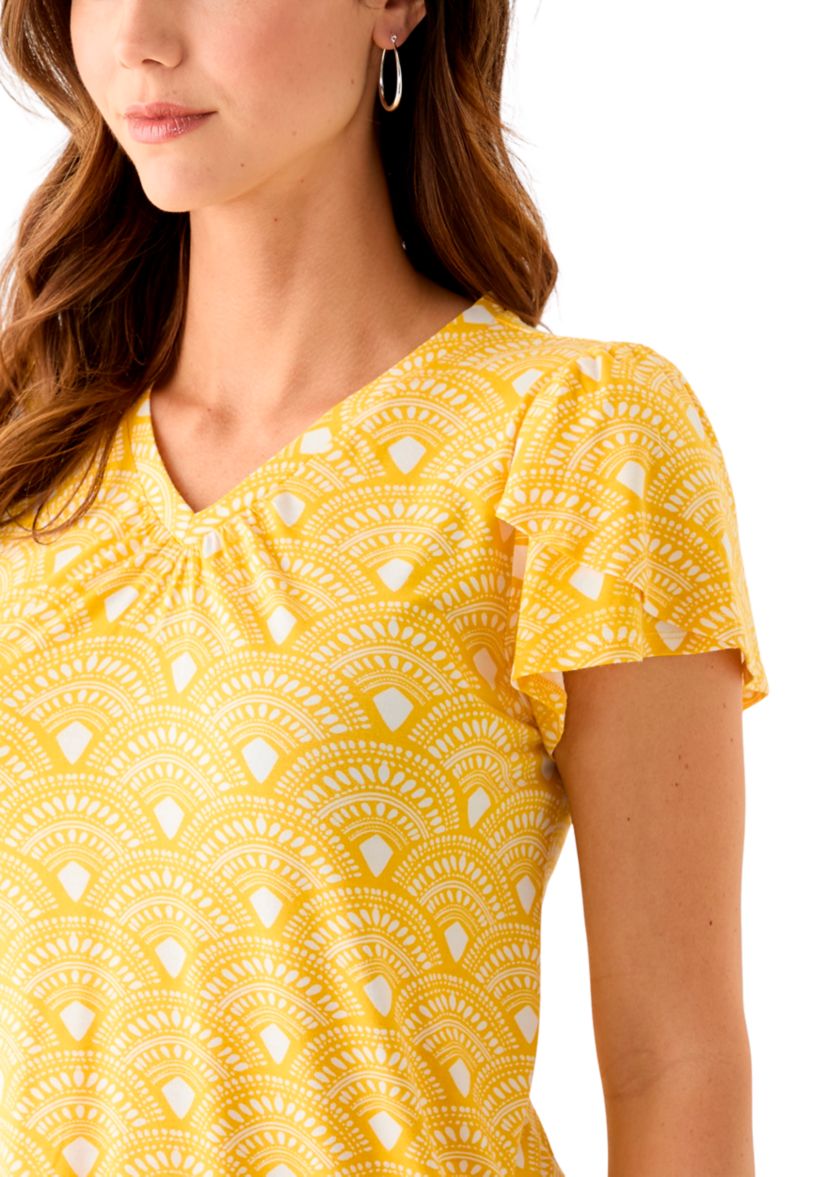 Womens Printed Tulip Sleeve T-Shirt