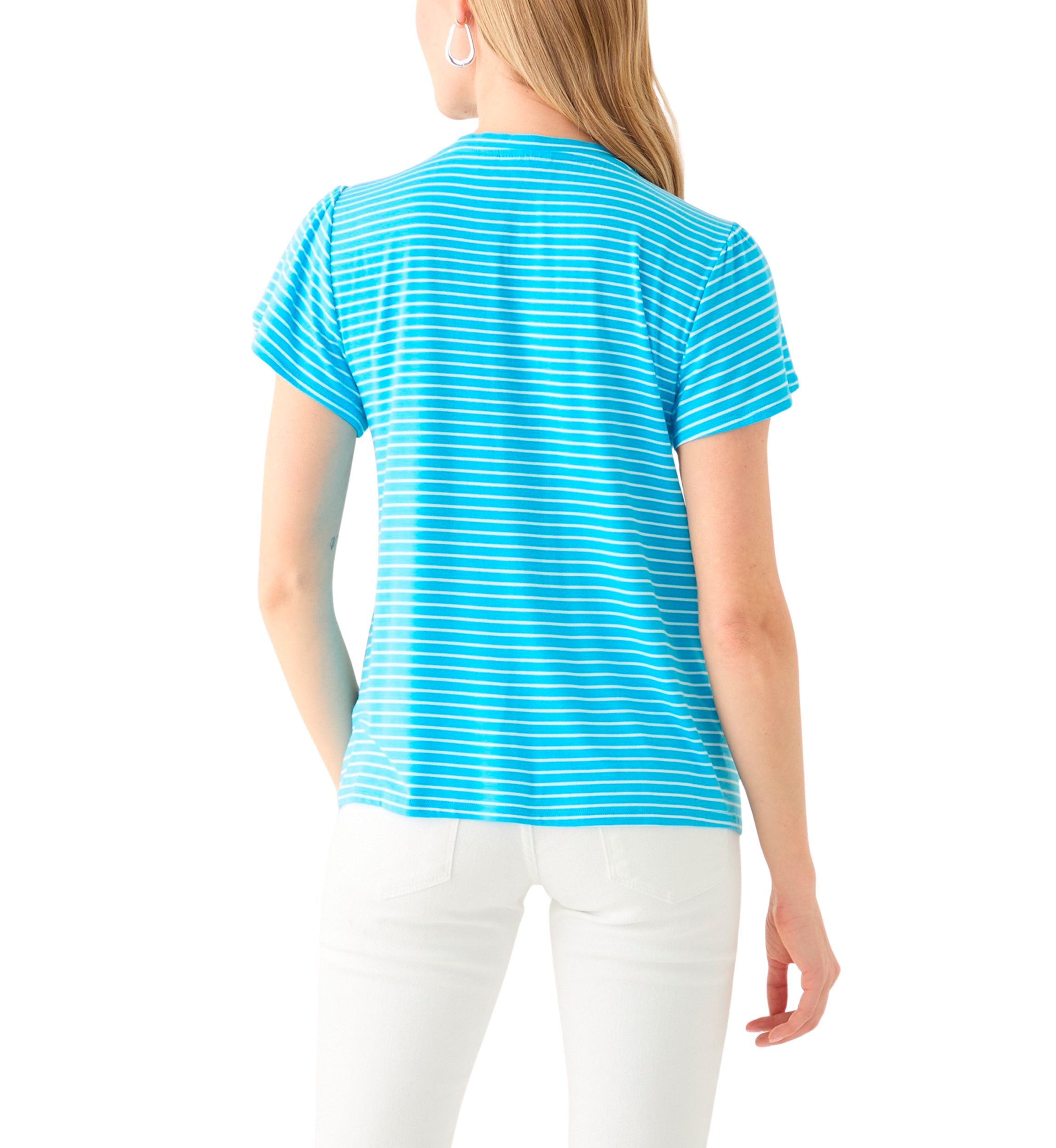 Petite Tulip Sleeve Striped T-Shirt 