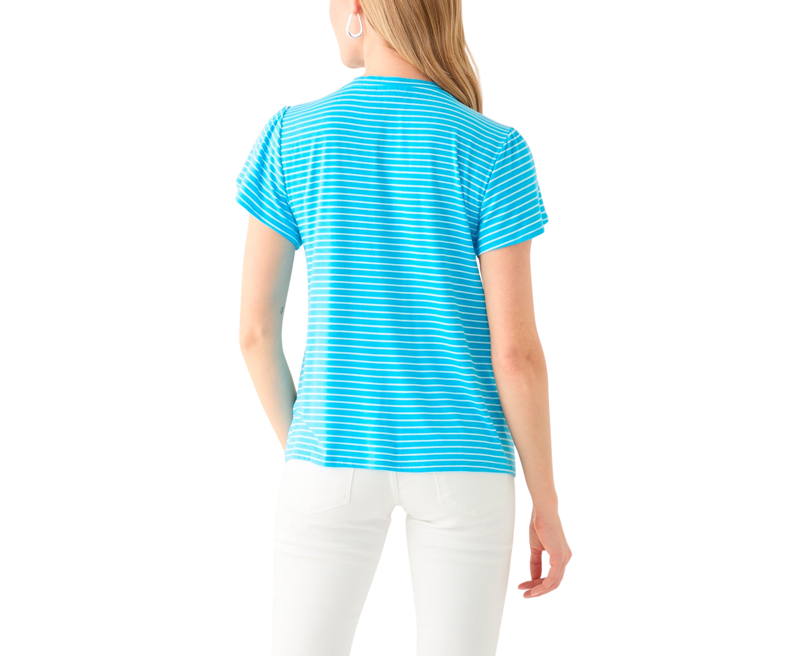 Petite Tulip Sleeve Striped T-Shirt 