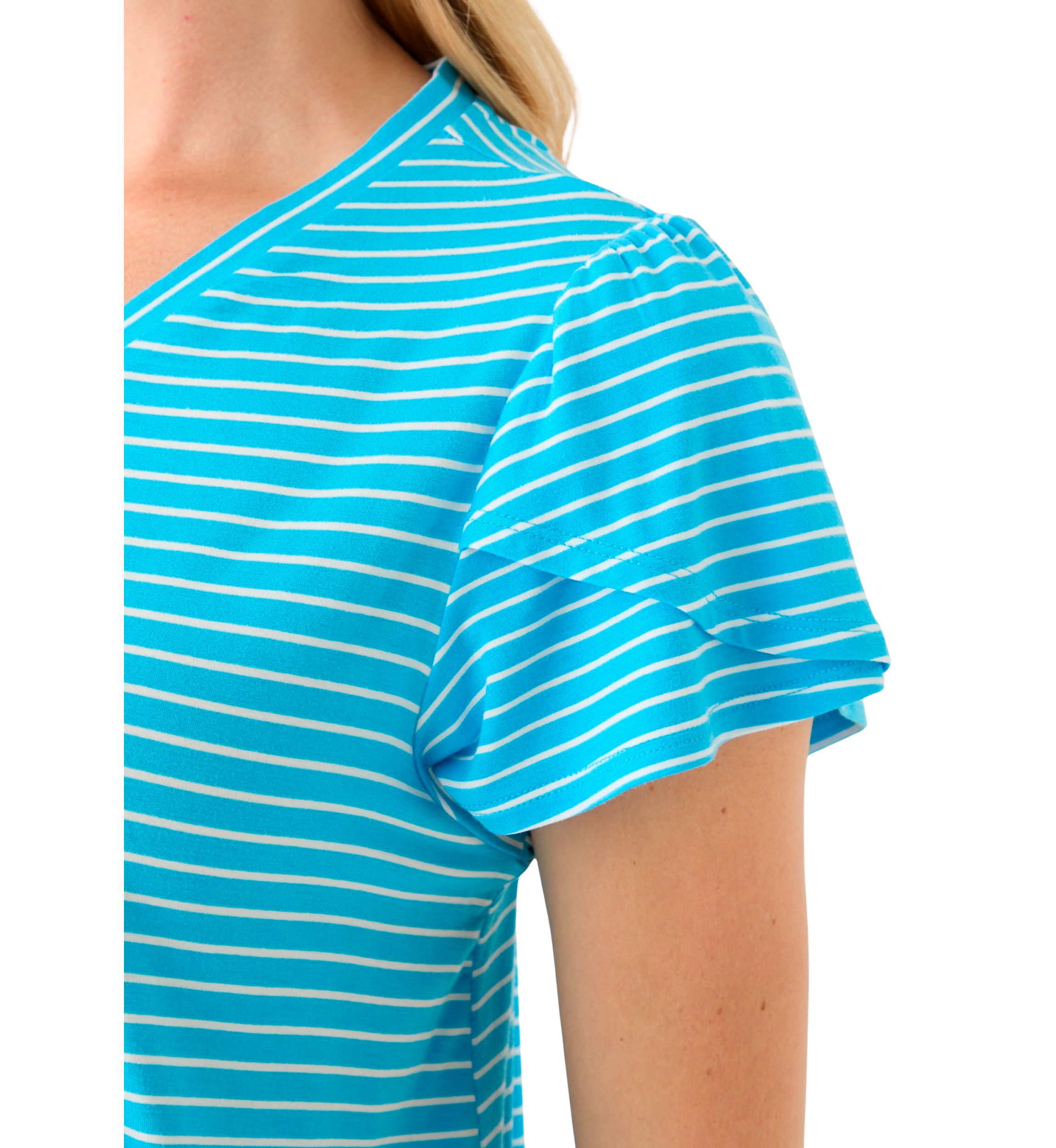 Petite Tulip Sleeve Striped T-Shirt 